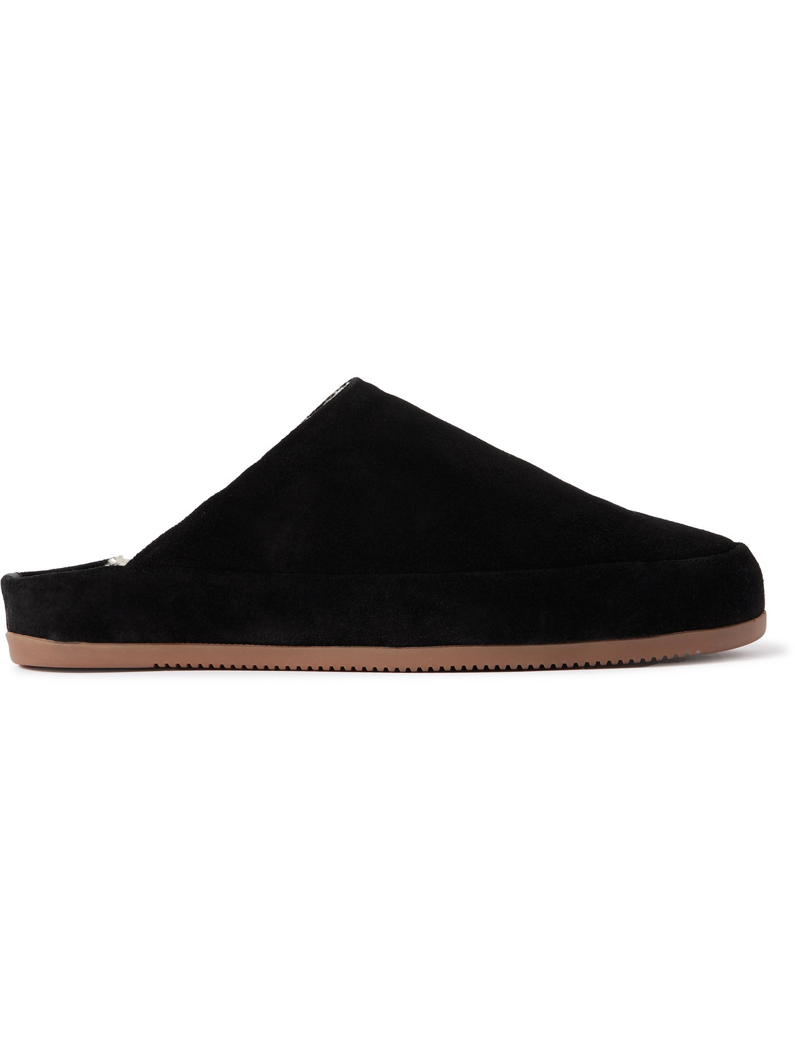 Mulo Shearling-lined Suede Slippers In Black