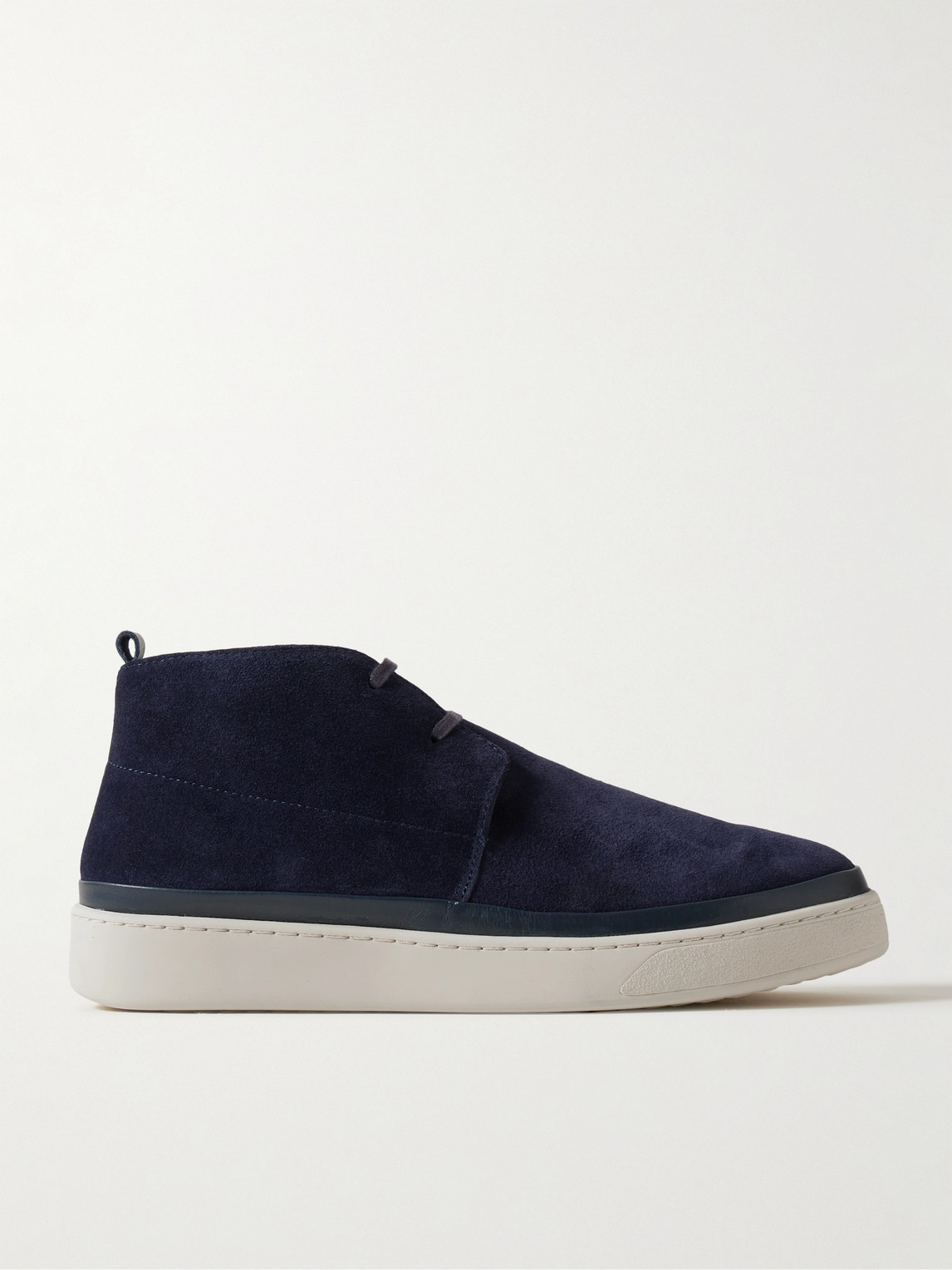 Mulo Leather-trimmed Waxed-suede Chukka Boots In Blue