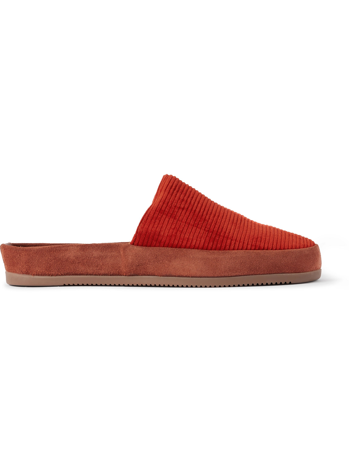 Mulo Shearling-lined Corduroy Slippers In Orange