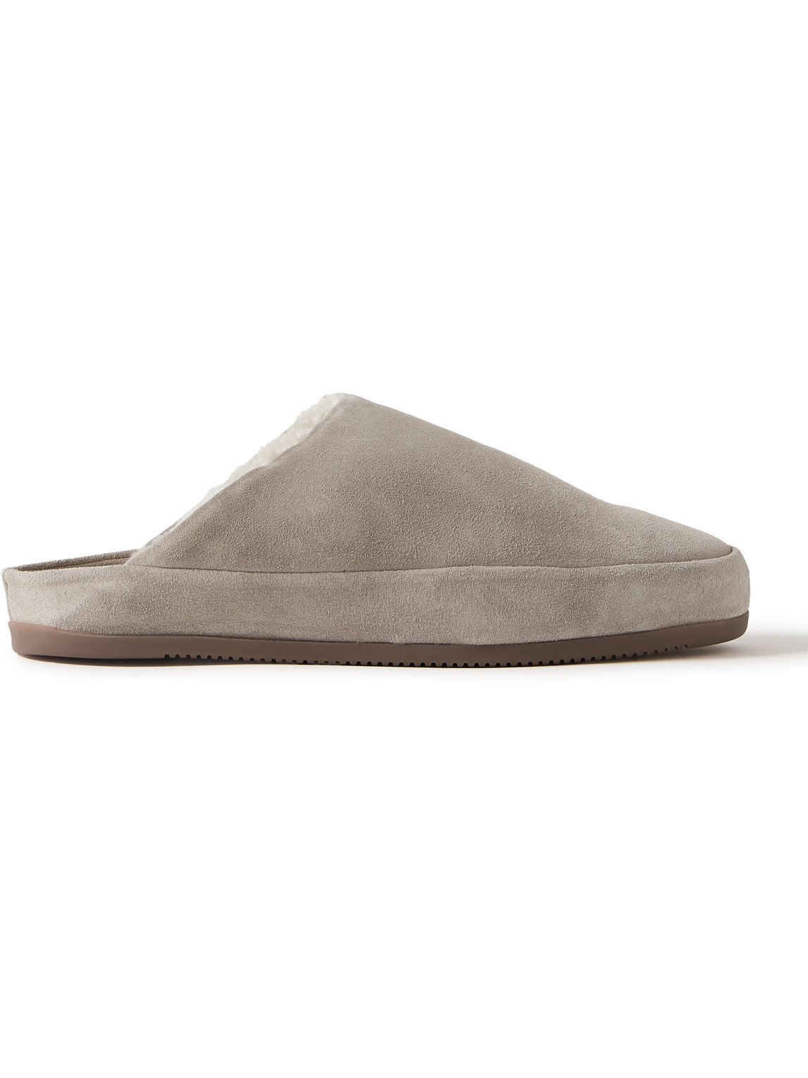 Mulo Shearling-lined Suede Slippers In Neutrals