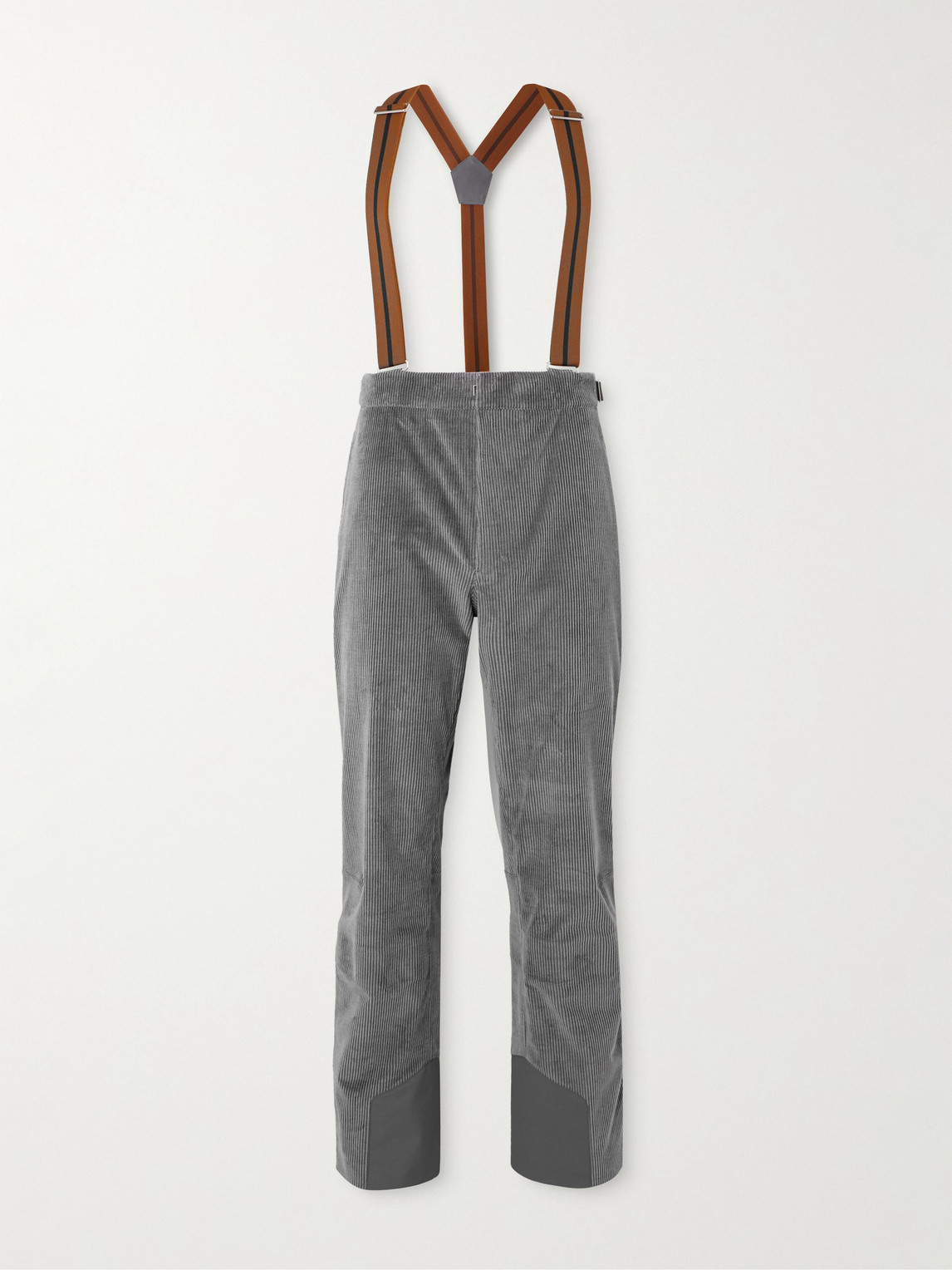Zegna Wide-leg Cotton-blend Corduroy Ski Salopettes In Gray