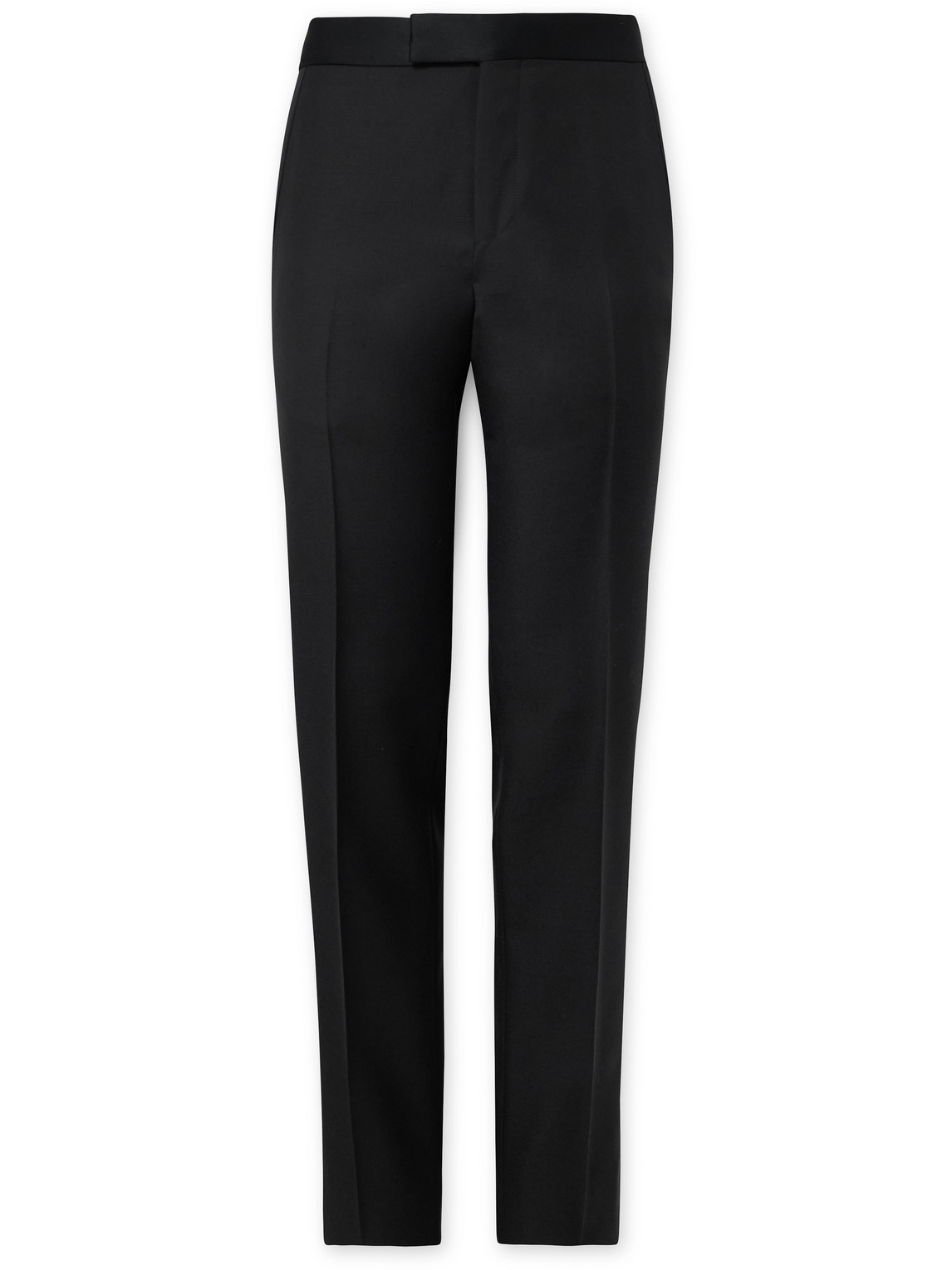 Zegna Straight-leg Satin-trimmed Wool And Mohair-blend Tuxedo Trousers In Black