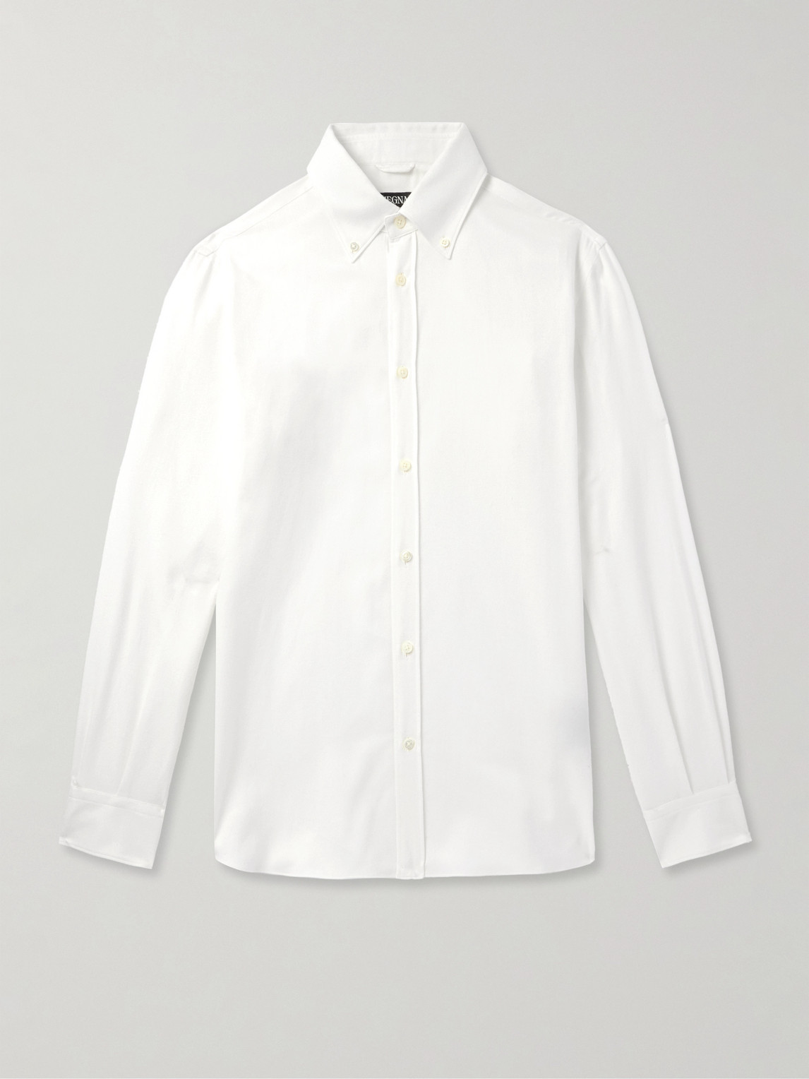 Zegna Button-Down Collar Brushed Cotton-Twill Shirten