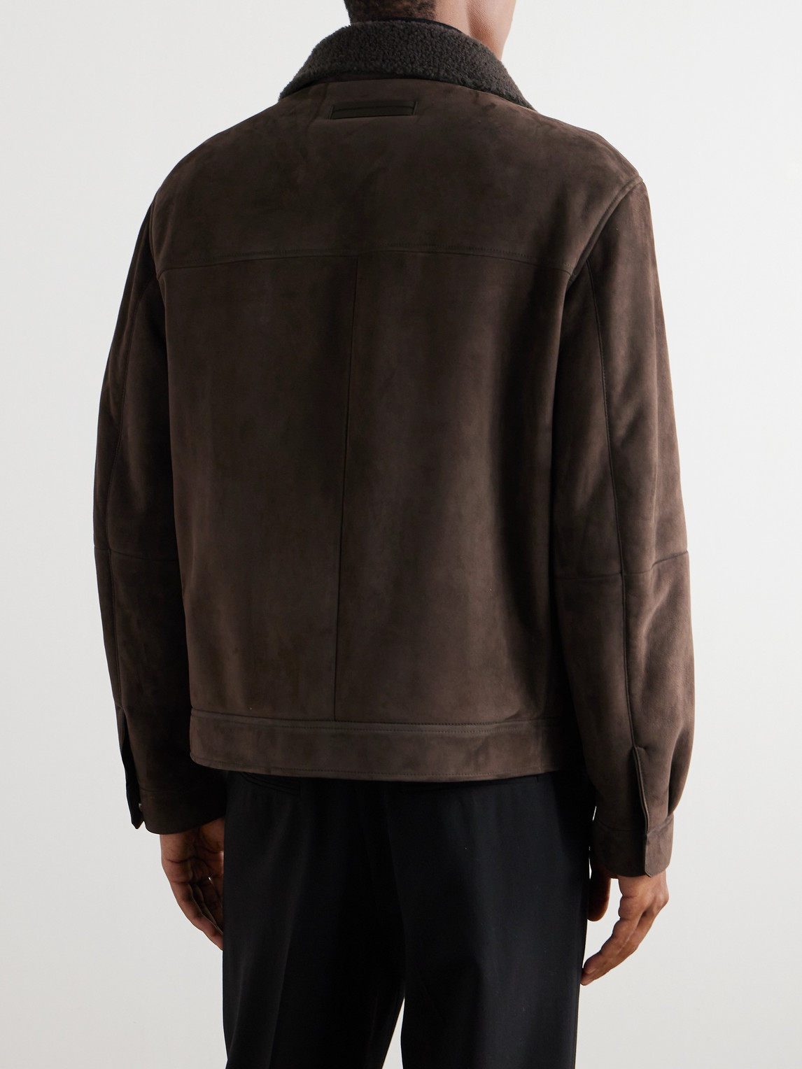 Zegna Shearling Trucker Jacket In Brown