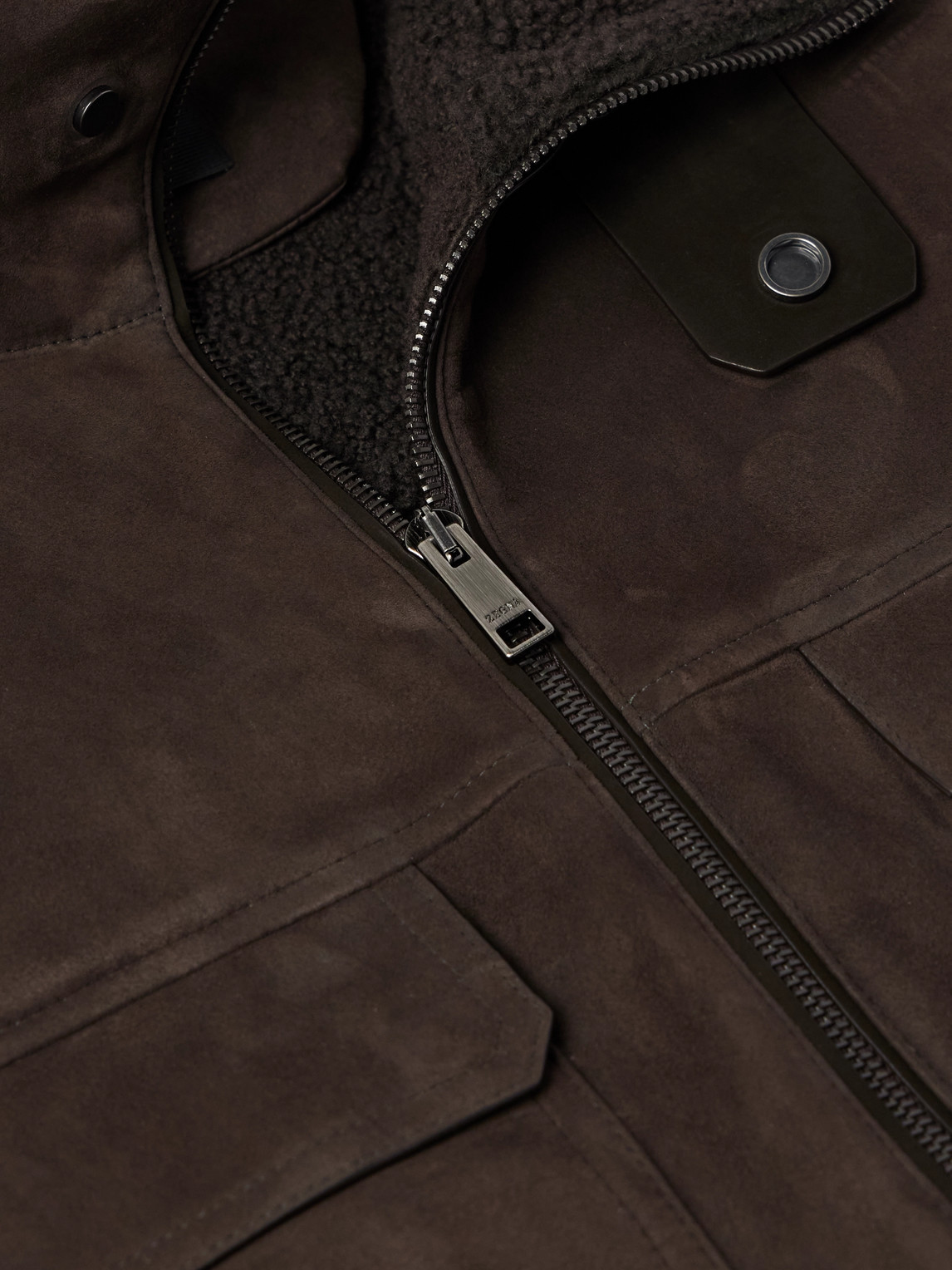 Zegna Shearling Trucker Jacket In Brown
