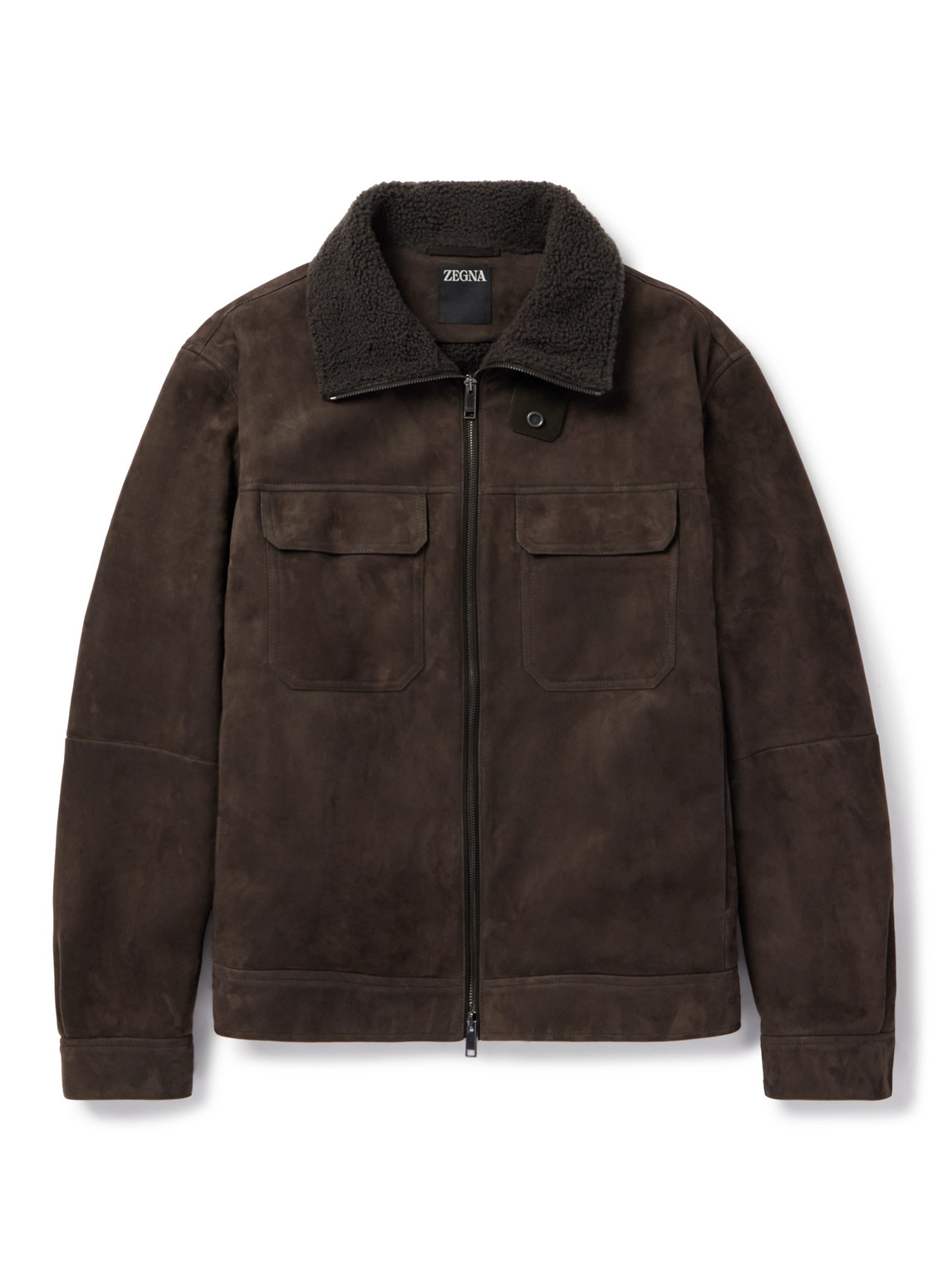 Zegna Shearling Trucker Jacket In Brown