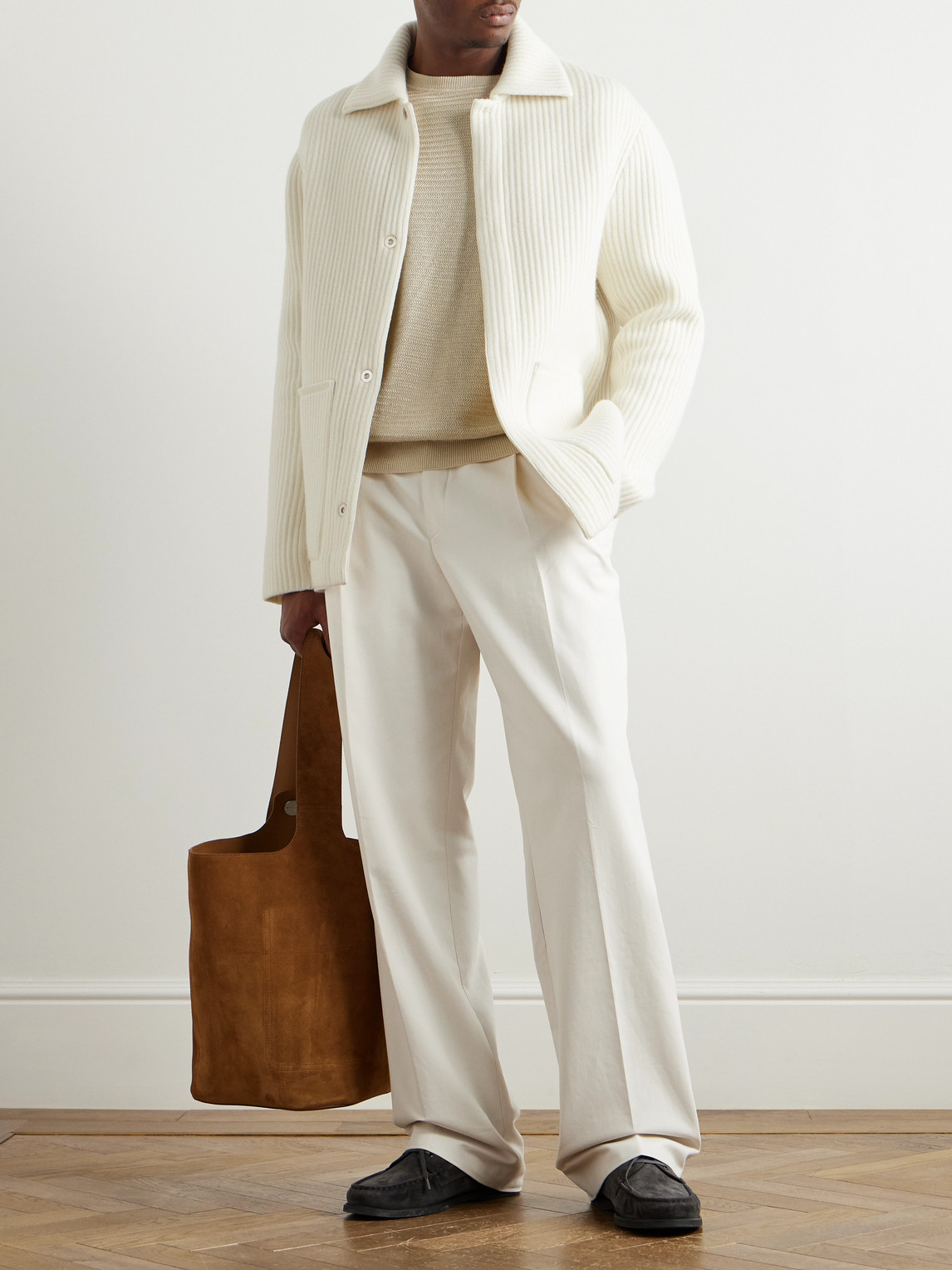 Zegna White Wool And Cashmere Chore Jacket In White