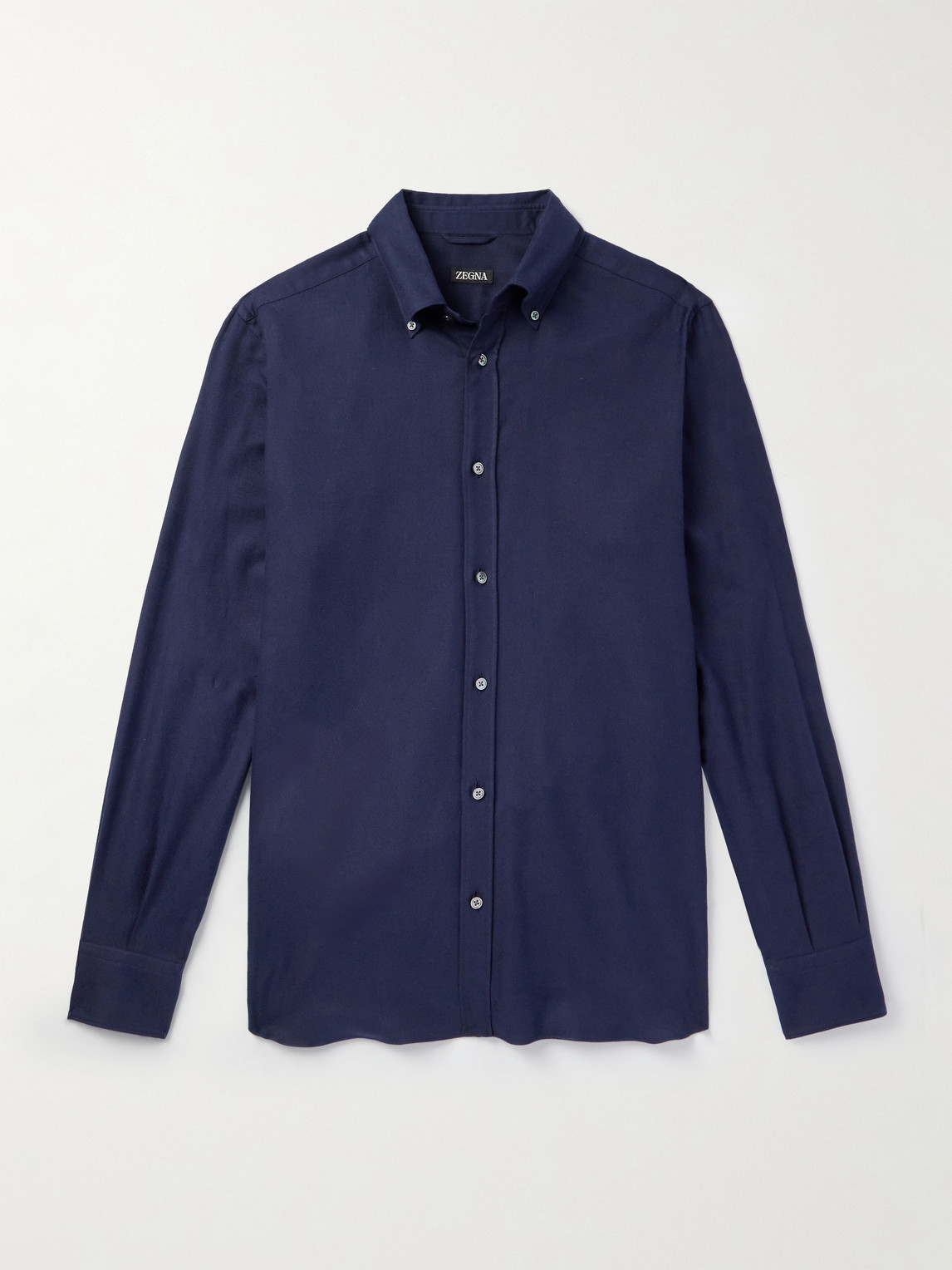 Zegna Button-Down Collar Brushed Cotton-Twill hirt - Men