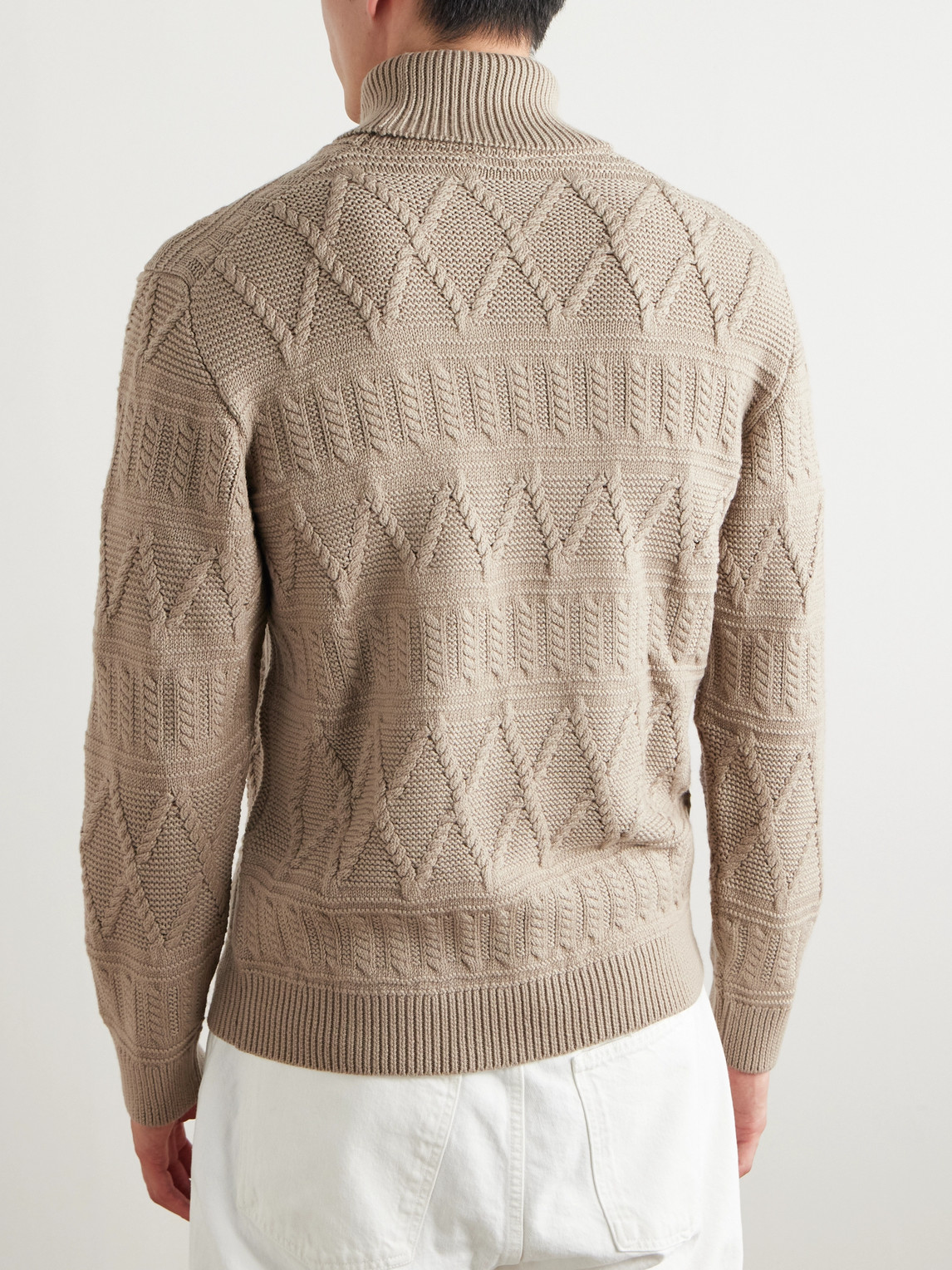 Zegna Jacquard-knit Wool Rollneck Sweater In Neutrals