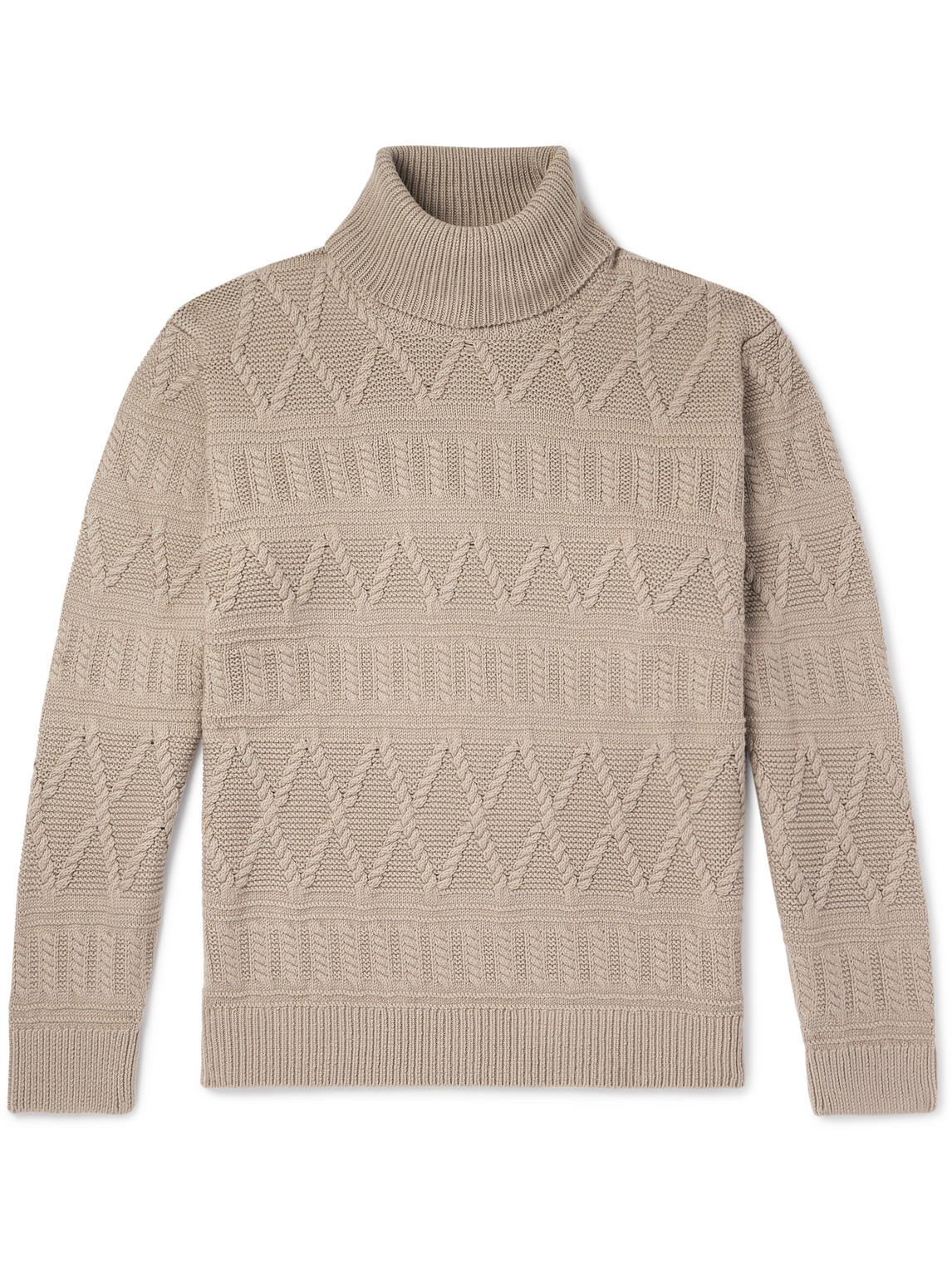 Zegna Jacquard-knit Wool Rollneck Sweater In Neutrals
