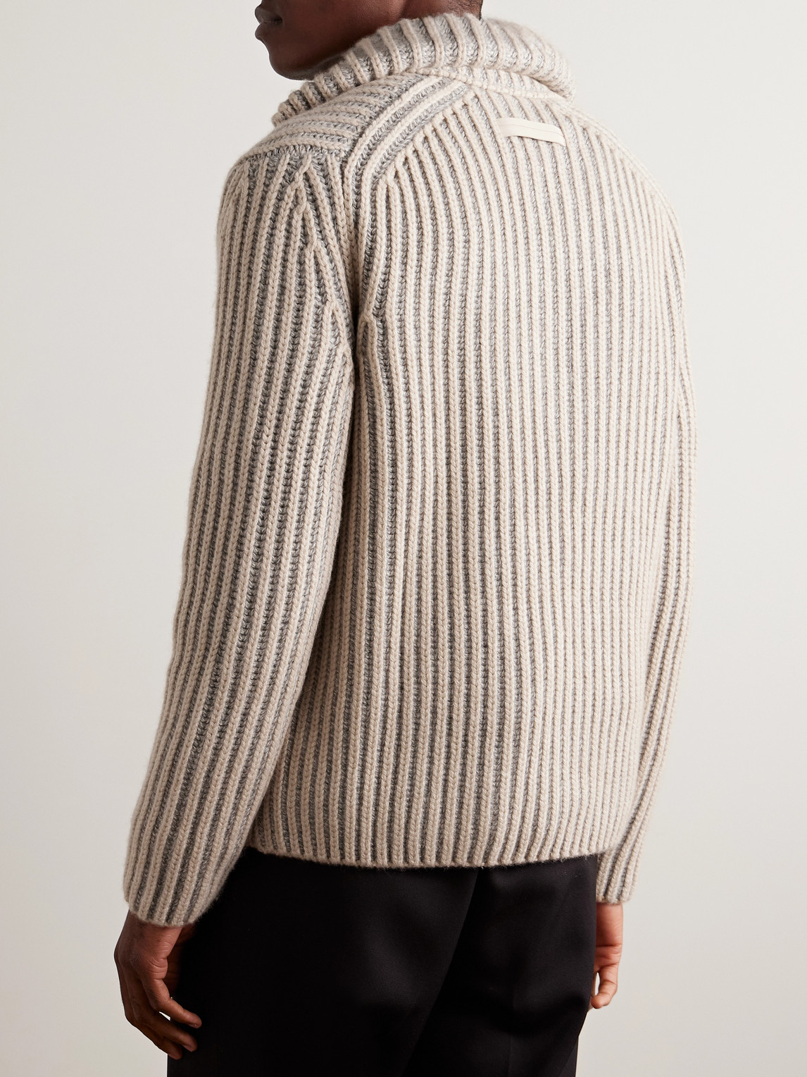 Zegna Ribbed Oasi Cashmere Half-zip Sweater In Neutrals