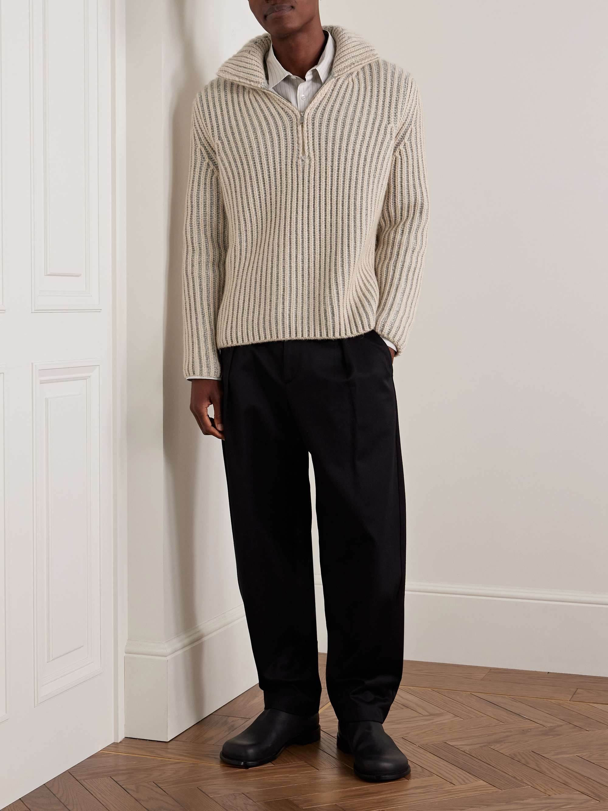 ZEGNA Ribbed Oasi Cashmere Half-Zip Sweater for Men | MR PORTER