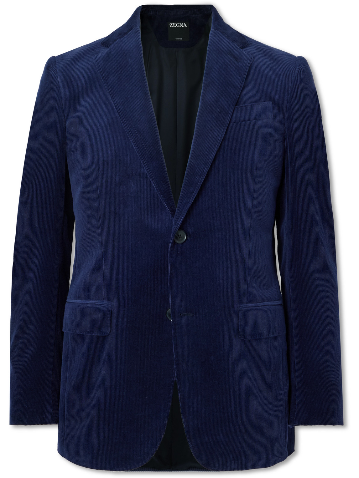 Shop Zegna Cotton-blend Corduroy Suit Jacket In Blue