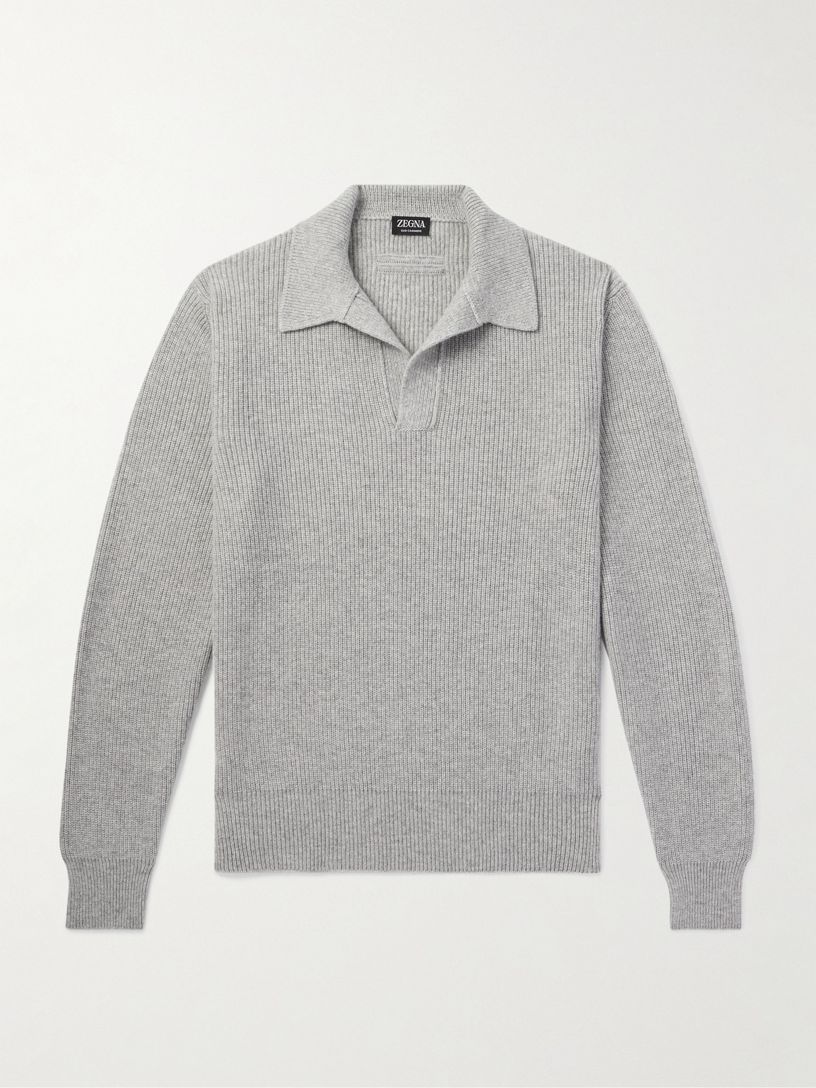 Zegna Ribbed Oasi Cashmere Polo Sweater - Men