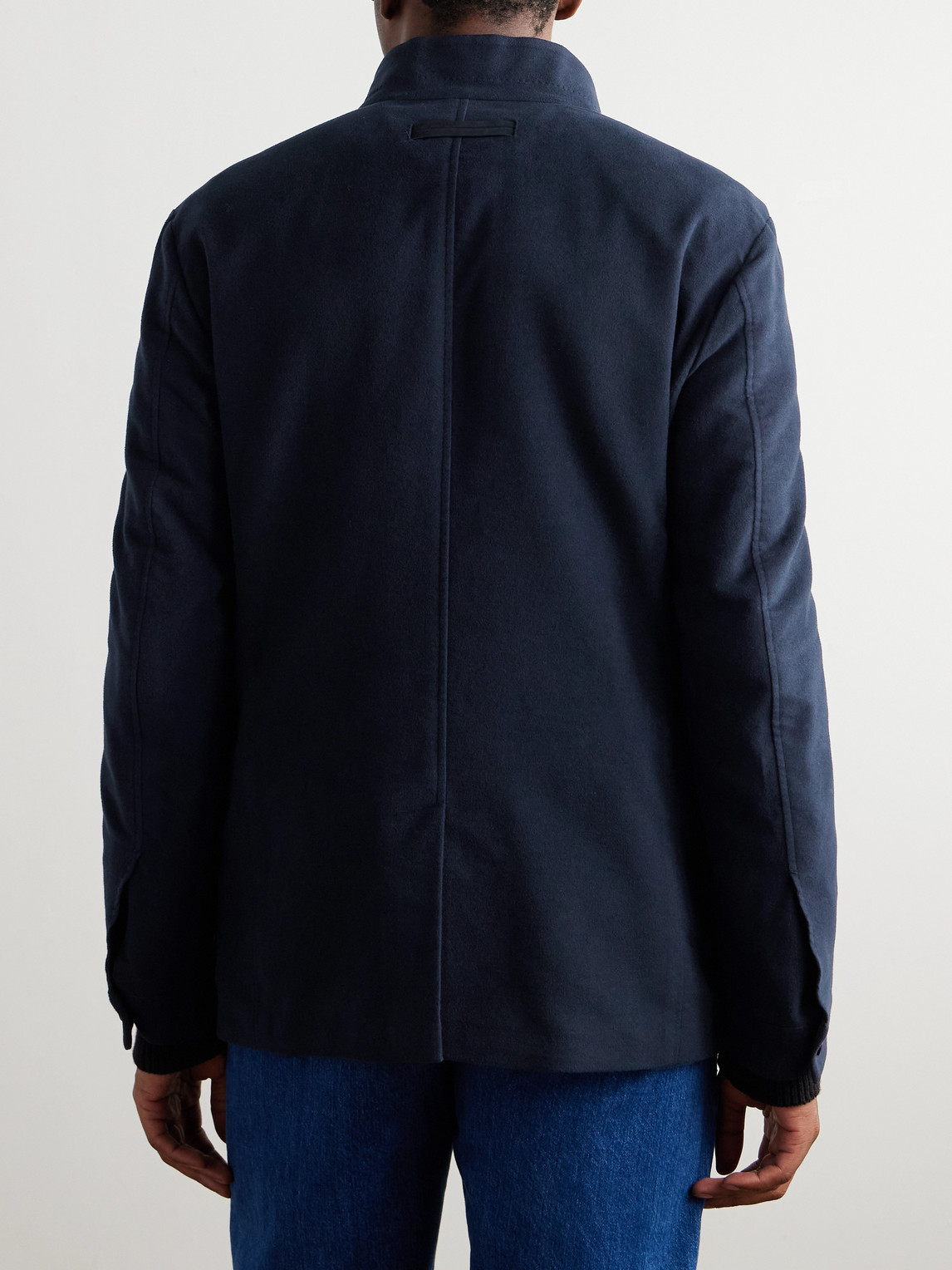 Shop Zegna Cotton And Cashmere-blend Moleskin Jacket In Blue