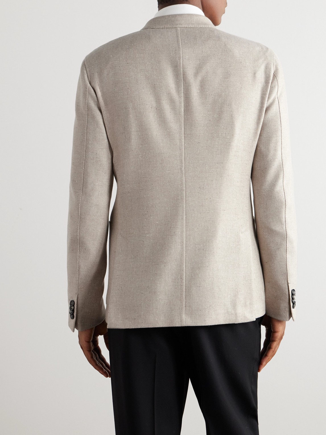 Zegna Unstructured Double-breasted Wool And Cashmere-blend Blazer In Neutrals