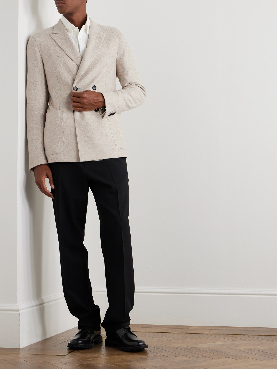 Zegna Unstructured Double-breasted Wool And Cashmere-blend Blazer In Neutrals