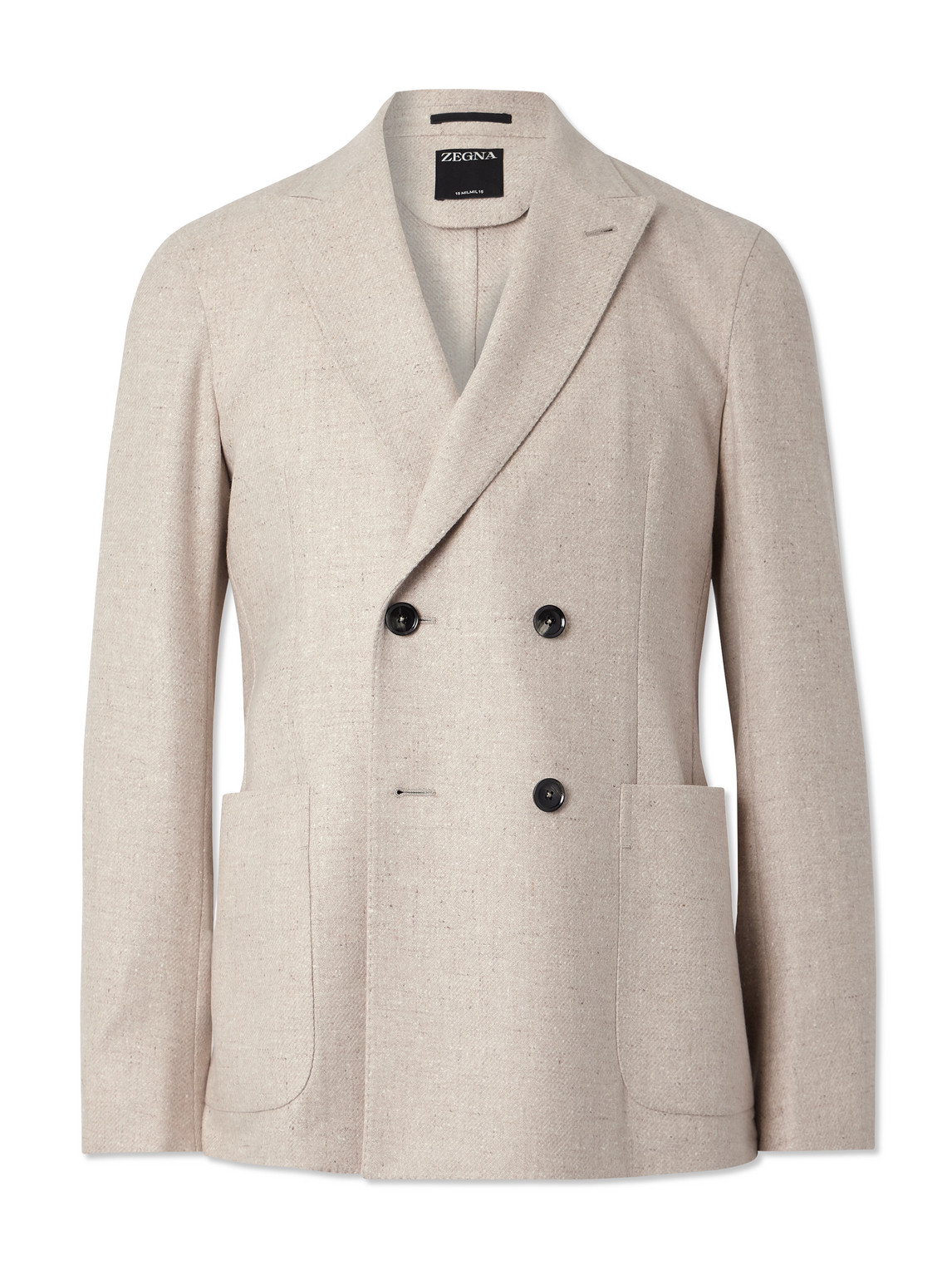 Zegna Unstructured Double-breasted Wool And Cashmere-blend Blazer In Neutrals