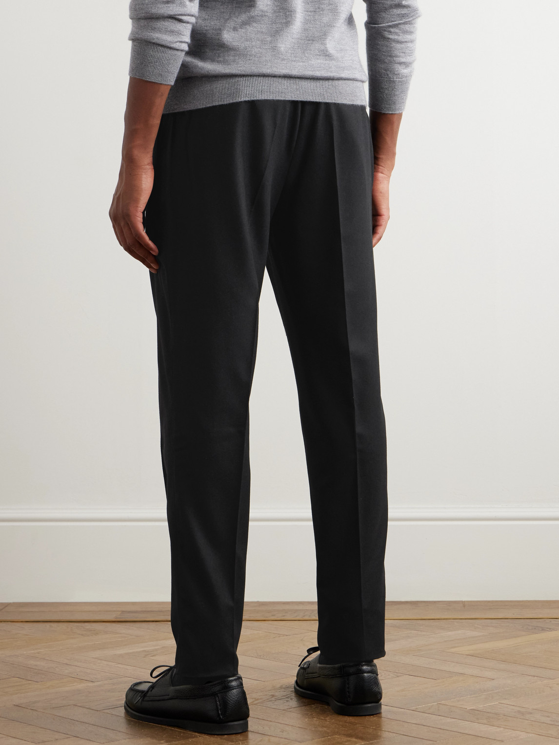 Zegna Straight-leg Pleated Wool, Silk And Cashmere-blend Trousers In Black