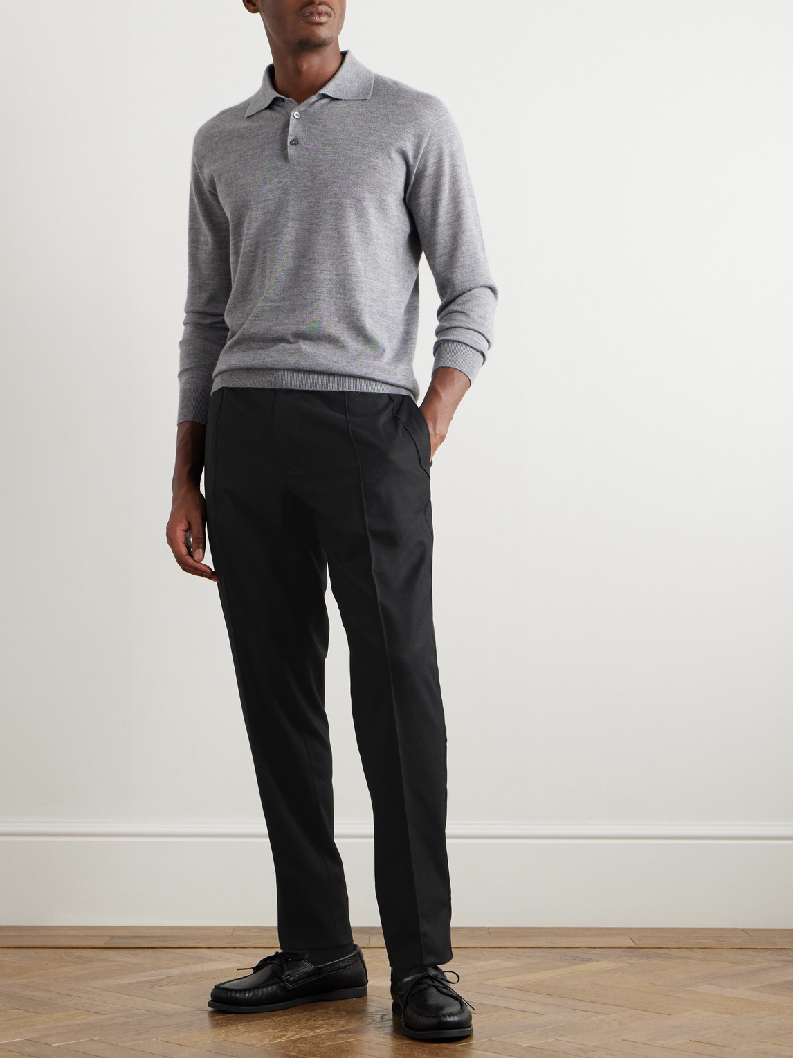 Zegna Straight-leg Pleated Wool, Silk And Cashmere-blend Trousers In Black