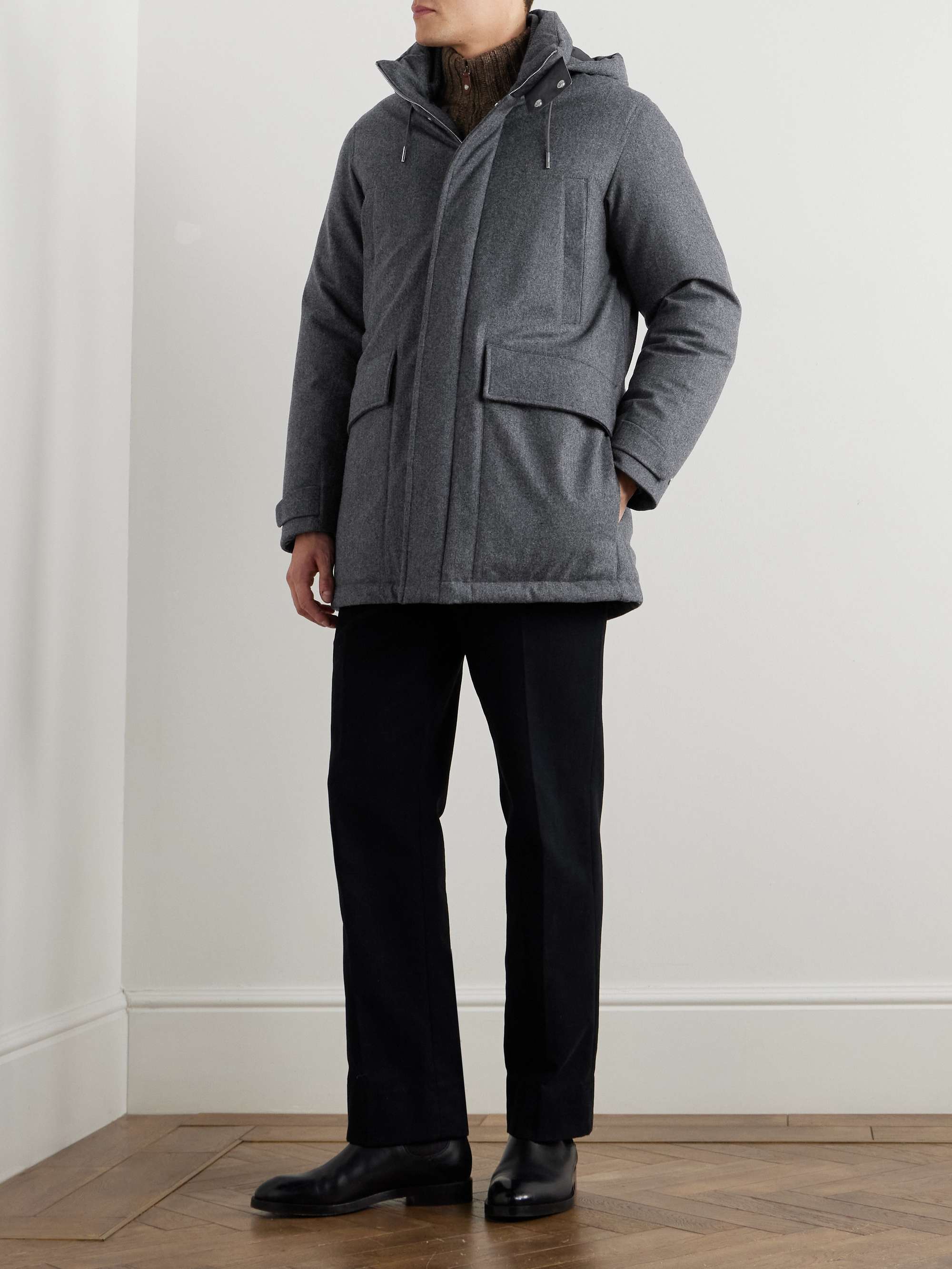 STONE ISLAND Ghost Logo-Appliquéd Coated Wool-Twill Hooded STONE ISLAND Ghost Logo-Appliquéd Coated Wool-Twill Hooded