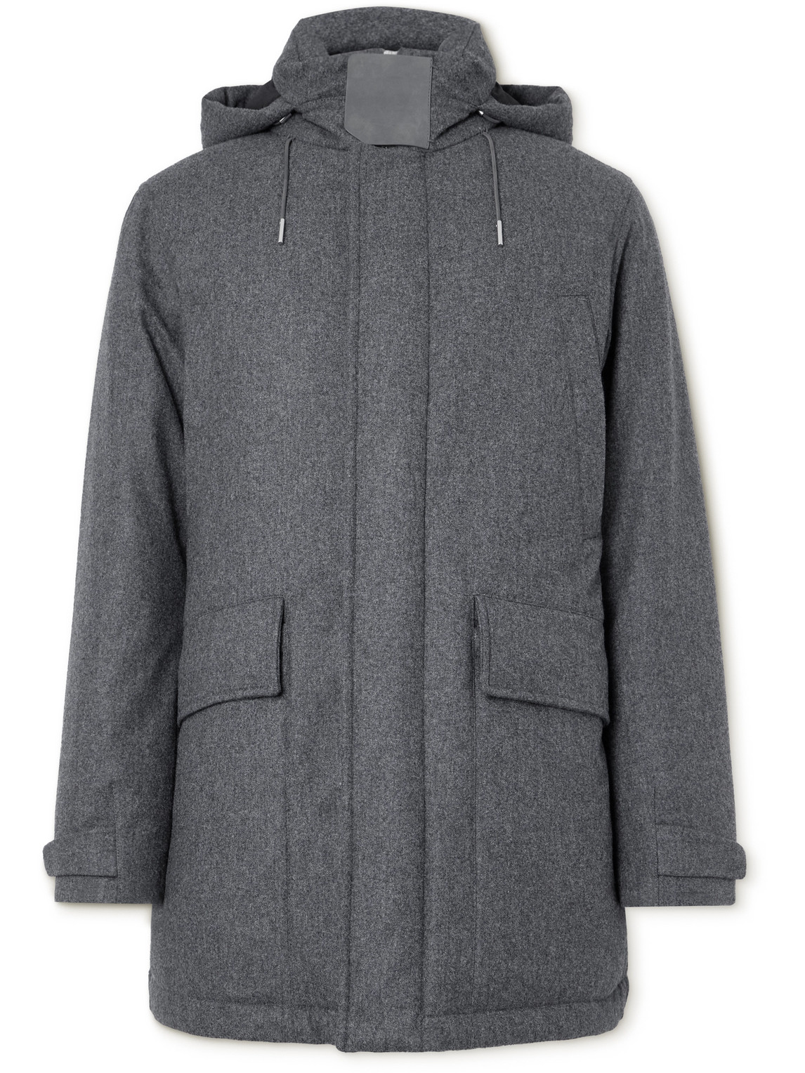 Zegna Suede-trimmed Techmerino™ Wool Hooded Down Parka In Gray