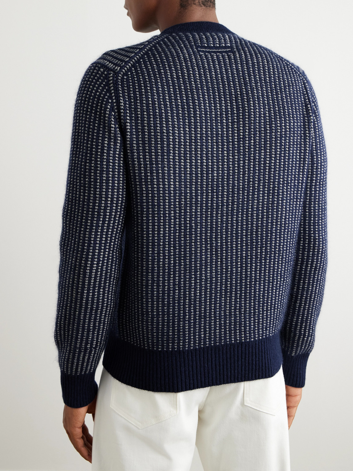 Zegna Waffle-knit Cashmere, Mohair And Silk-blend Sweater In Blue