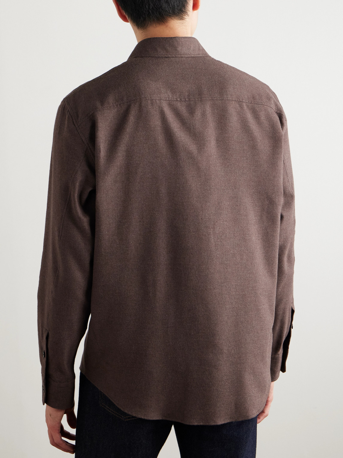 Zegna Brushed-cotton Twill Shirt In Brown