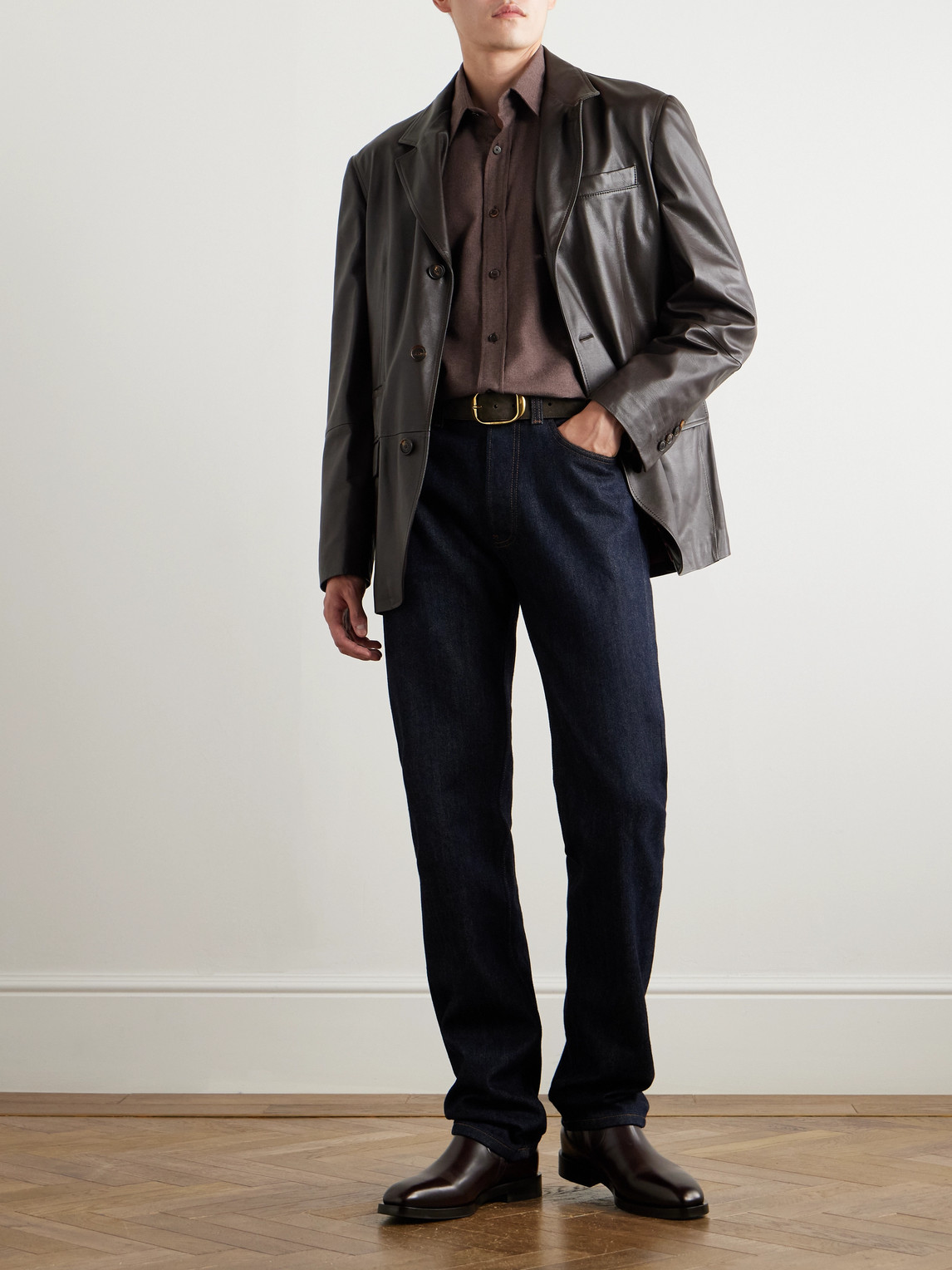Zegna Brushed-cotton Twill Shirt In Brown