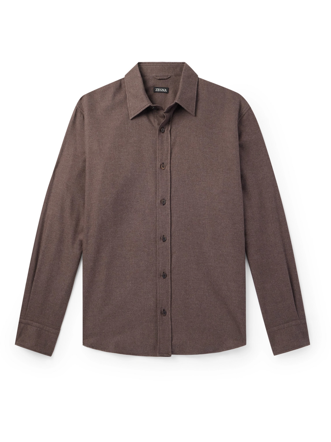 Zegna Brushed-cotton Twill Shirt In Brown