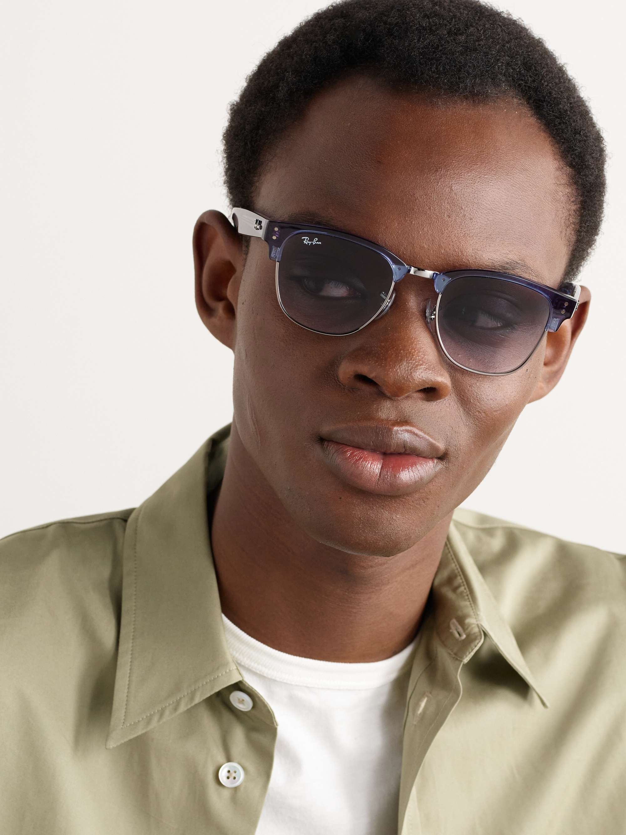LOEWE EYEWEAR D-Frame Crystal-Embellished Acetate Sunglasses