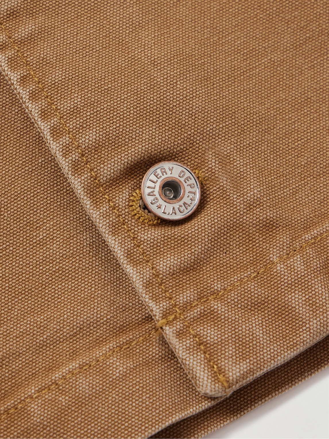 Gallery Dept. Parker Camp-collar Logo-appliquéd Printed Cotton-canvas Shirt In Brown