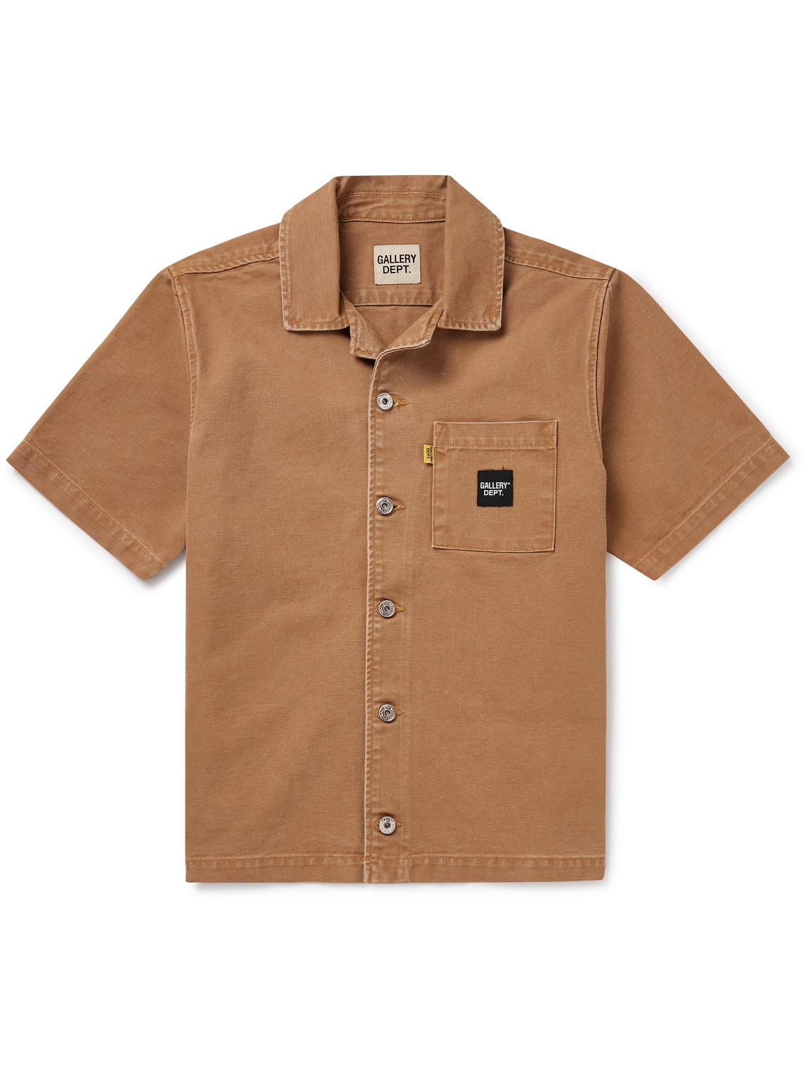 Gallery Dept. Parker Camp-collar Logo-appliquéd Printed Cotton-canvas Shirt In Brown