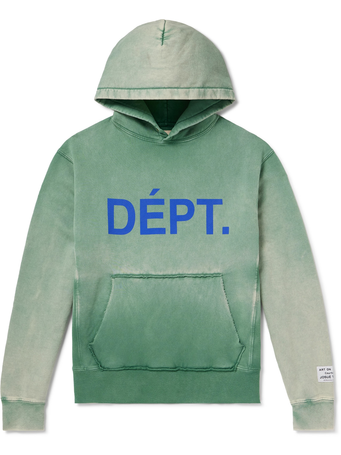 Gallery Dept. Reversible Logo-print Distressed Cotton-jersey Hoodie In Green