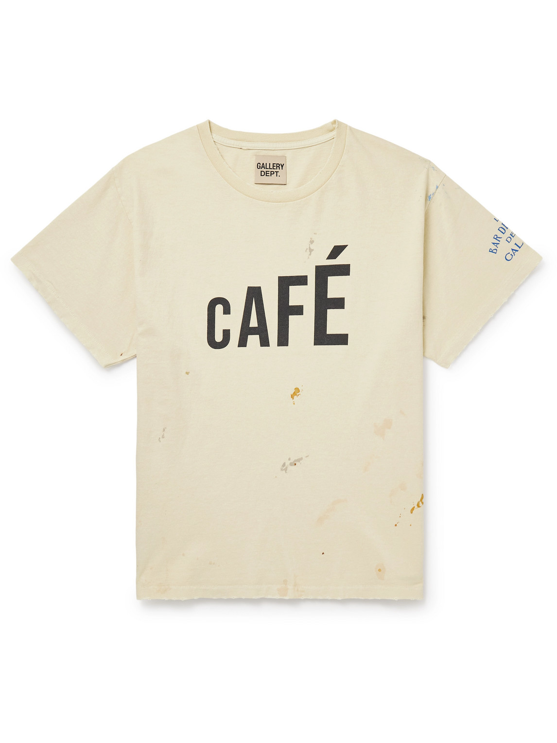 Paint-Splattered Distressed Printed Cotton-Jersey T-Shirt