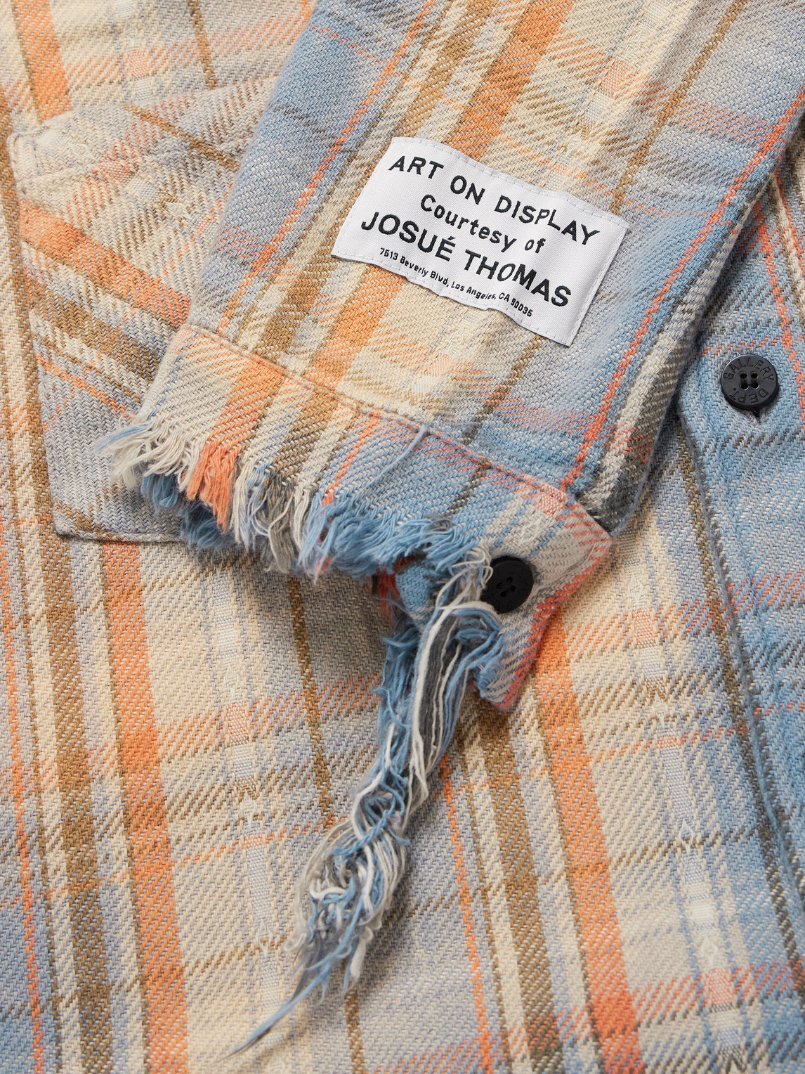 Shop Gallery Dept. Marley Logo-appliquéd Distressed Checked Cotton-flannel Shirt In Blue