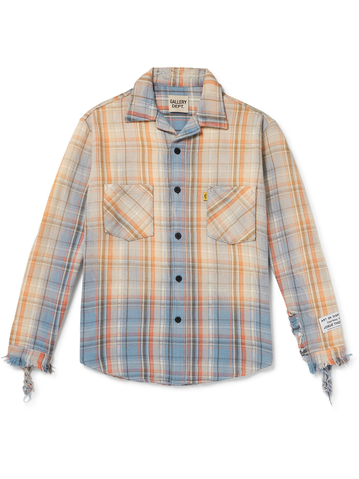 Gallery Dept. Marley Logo-appliquéd Distressed Checked Cotton-flannel Shirt In Blue