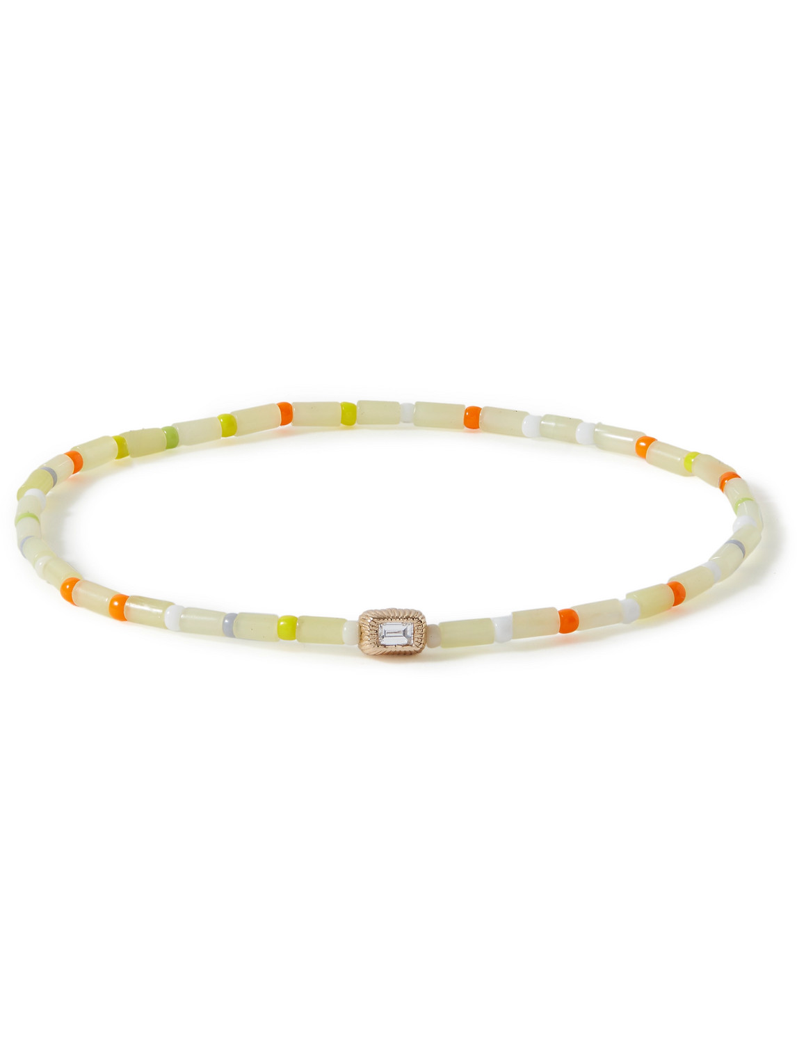 Luis Morais Gold, Diamond And Glass Beaded Bracelet In Yellow