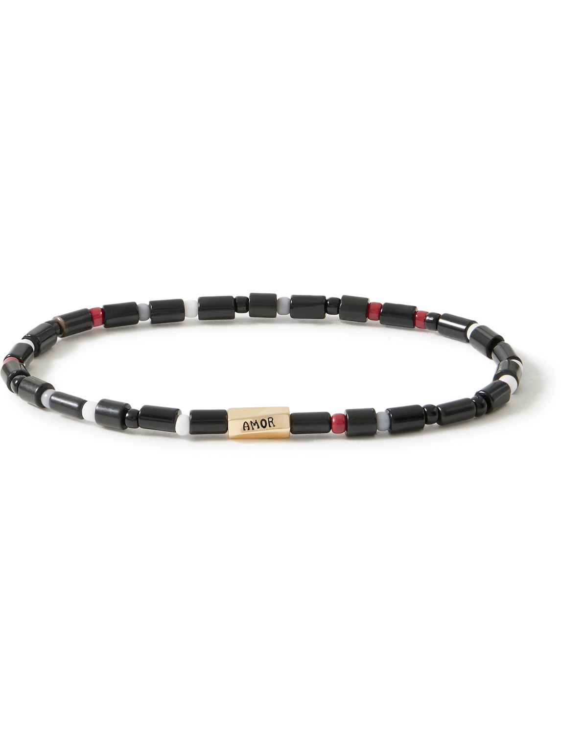 Luis Morais Amor Gold Onyx Beaded Bracelet In Black