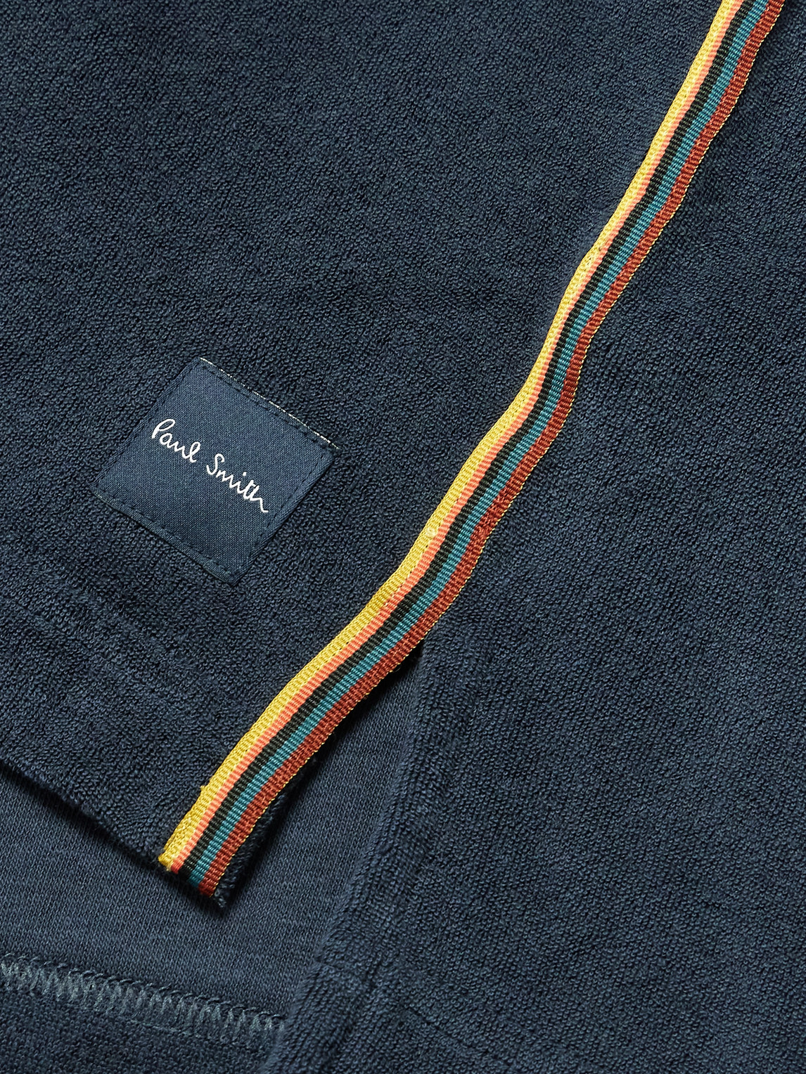 PAUL SMITH WEBBING-TRIMMED COTTON-BLEND TERRY POLO SHIRT