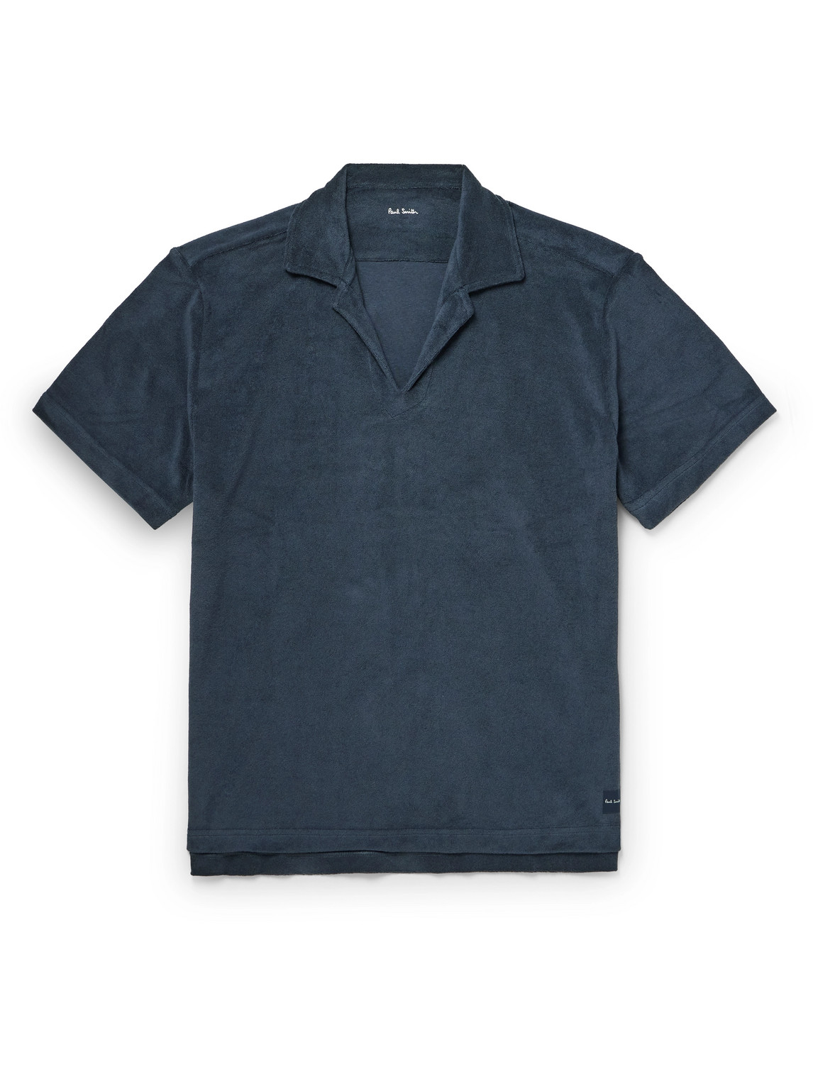 Paul Smith Webbing-trimmed Cotton-blend Terry Polo Shirt In Blue
