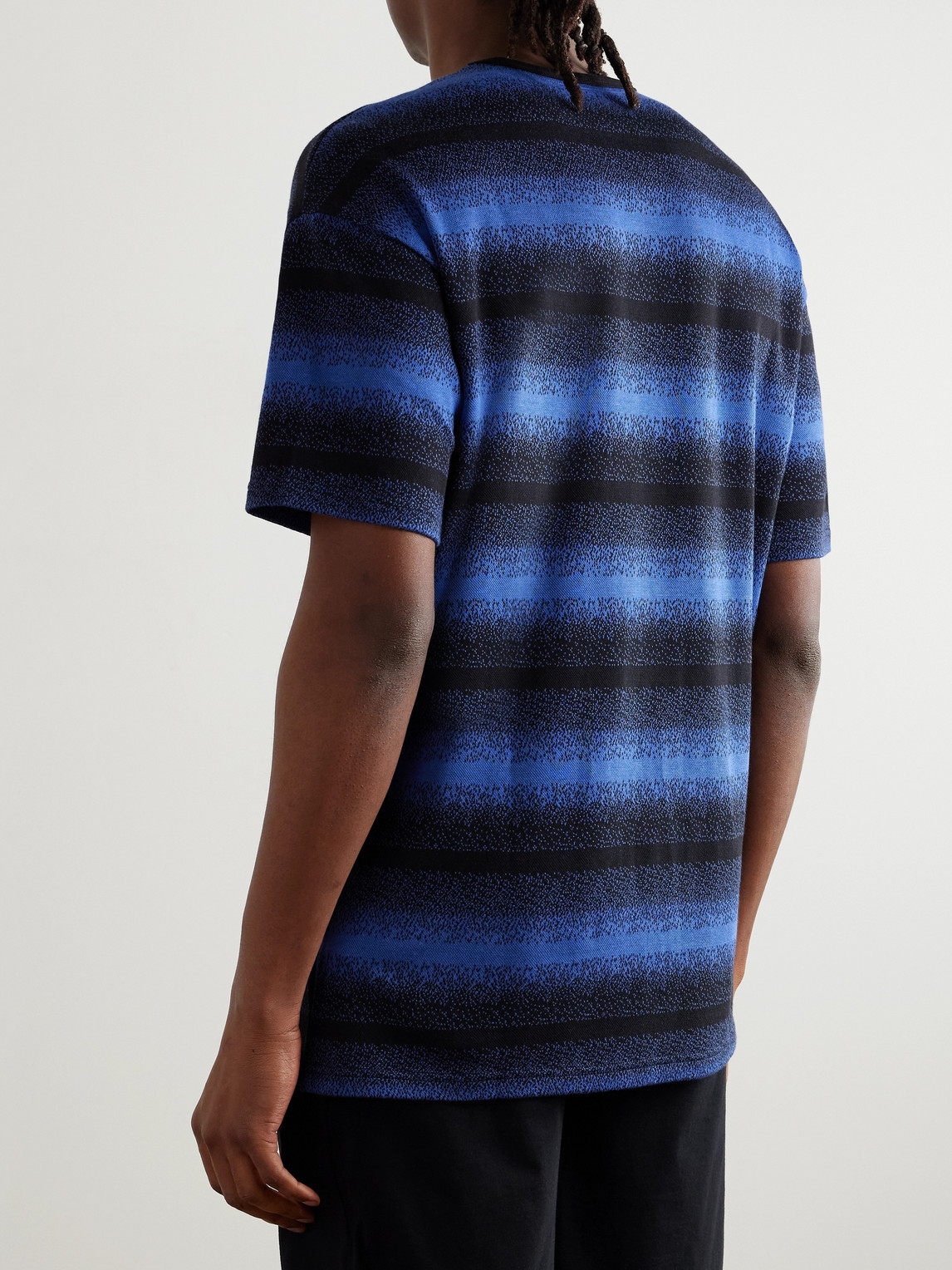 PAUL SMITH LOGO-EMBROIDERED STRIPED COTTON AND MODAL-BLEND PIQUÉ T-SHIRT 