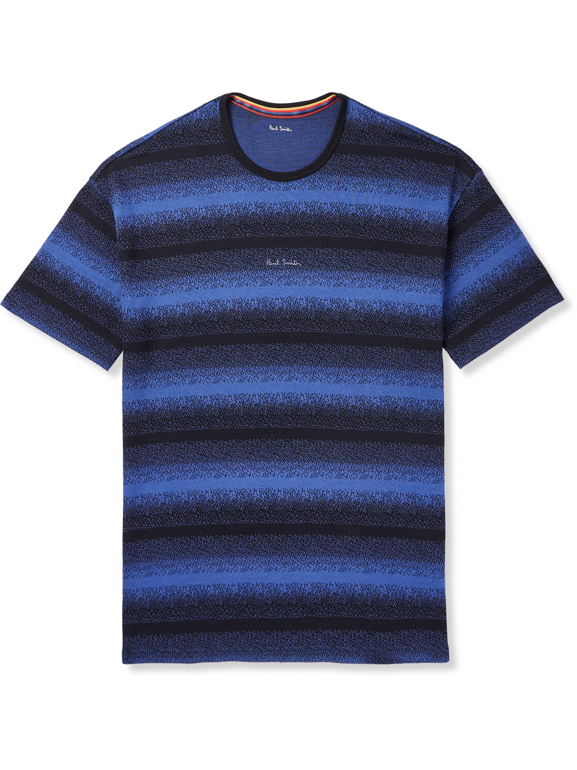 Paul Smith Logo-embroidered Striped Cotton And Modal-blend Piqué T-shirt In Blue