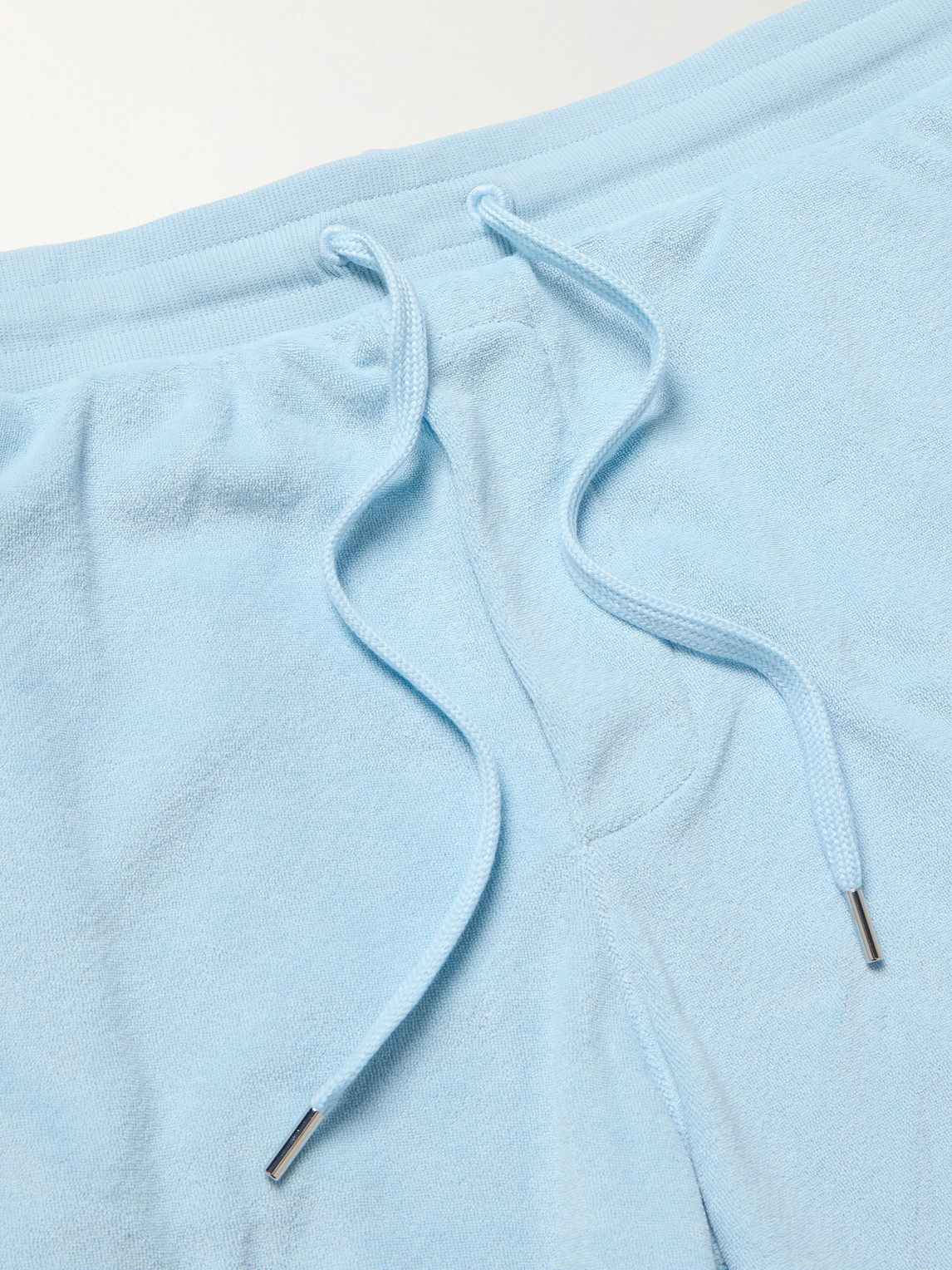PAUL SMITH STRIPED GROSGRAIN-TRIMMED COTTON-BLEND TERRY SHORTS