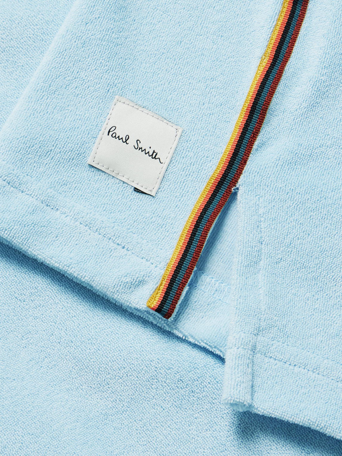 PAUL SMITH WEBBING-TRIMMED COTTON-BLEND TERRY POLO SHIRT