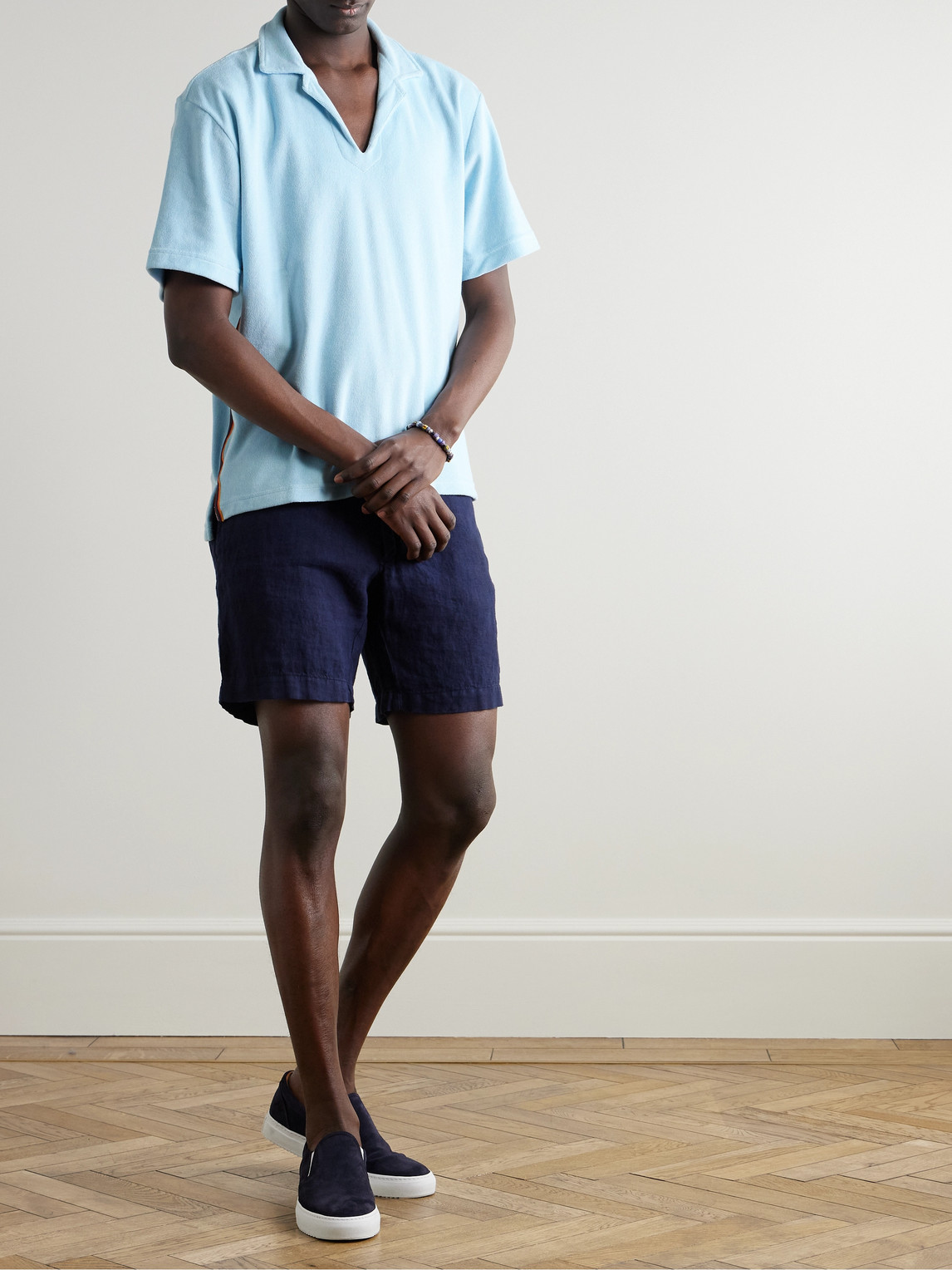 PAUL SMITH WEBBING-TRIMMED COTTON-BLEND TERRY POLO SHIRT