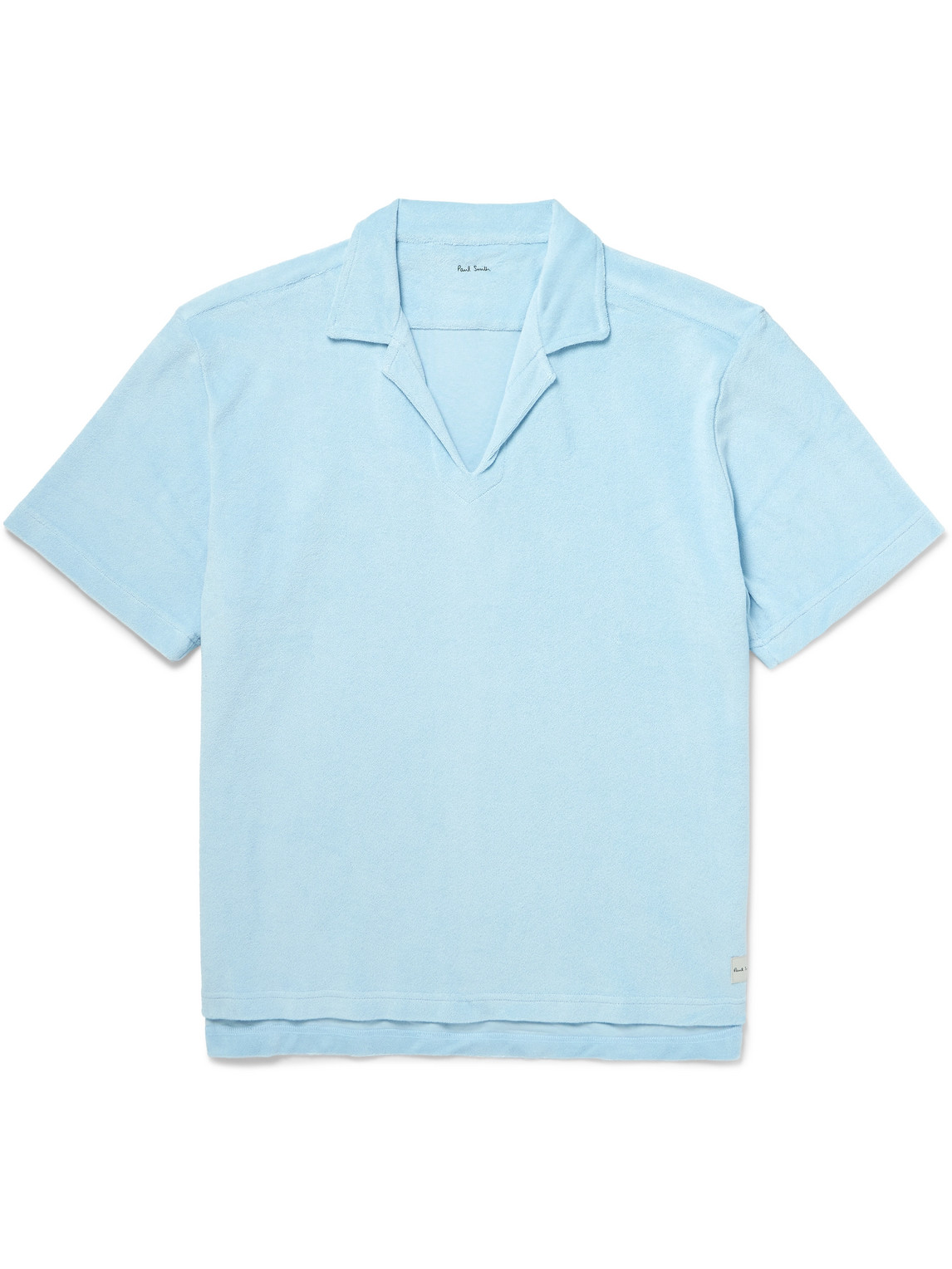 Paul Smith Webbing-trimmed Cotton-blend Terry Polo Shirt In Blue