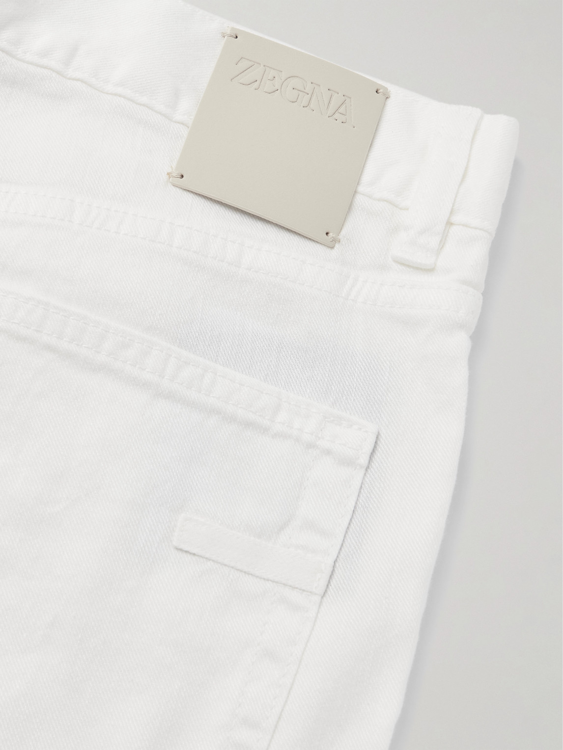 Zegna Roccia Slim-fit Straight-leg Garment-dyed Linen-blend Trousers In White