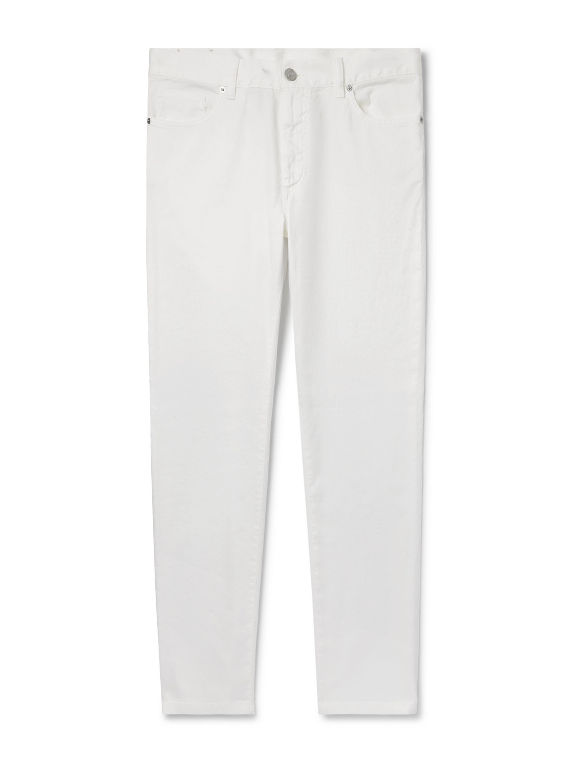 Zegna Roccia Slim-fit Straight-leg Garment-dyed Linen-blend Trousers In White