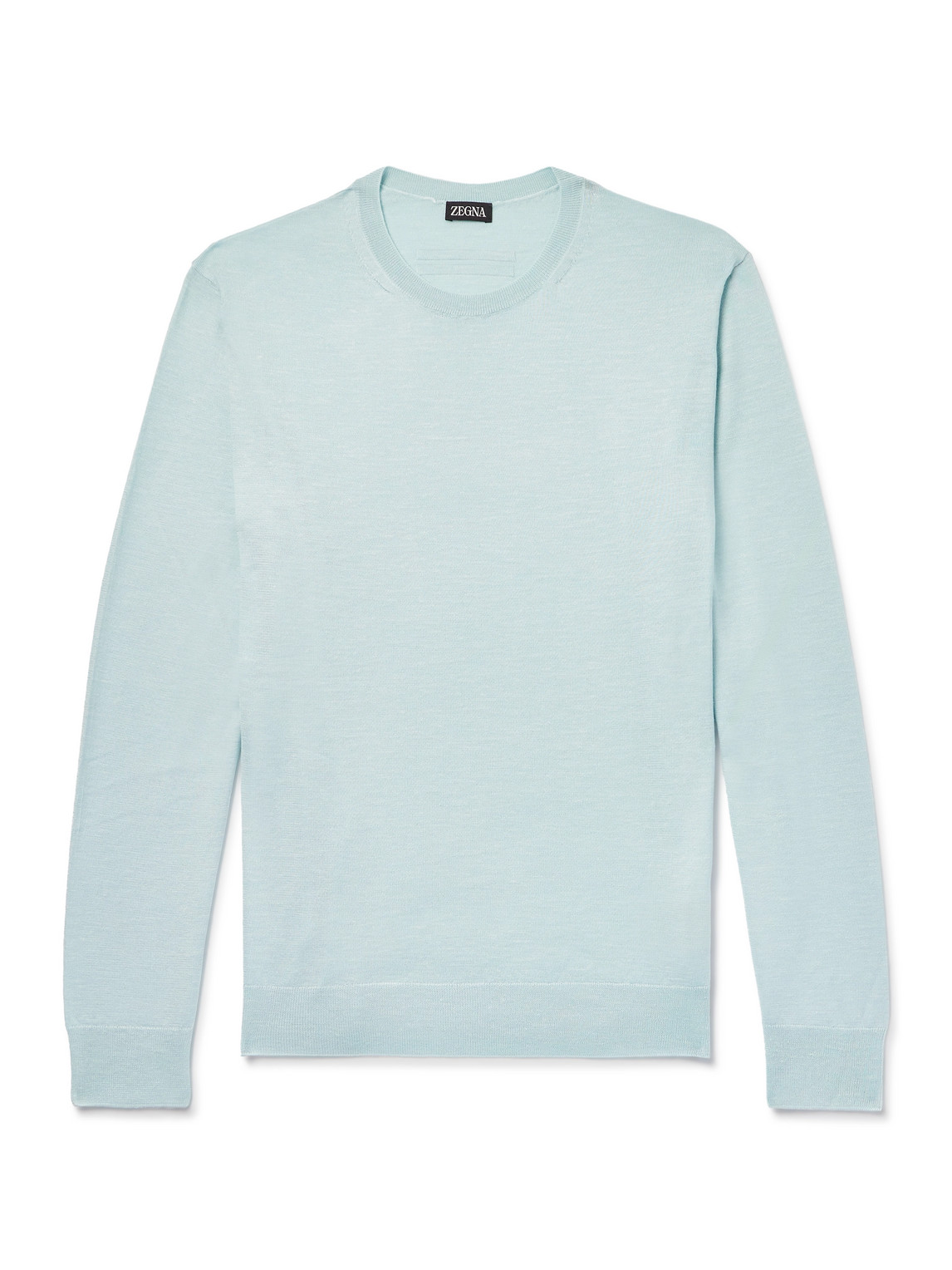 Zegna Mulberry Silk, Cashmere And Linen-blend Sweater In Blue